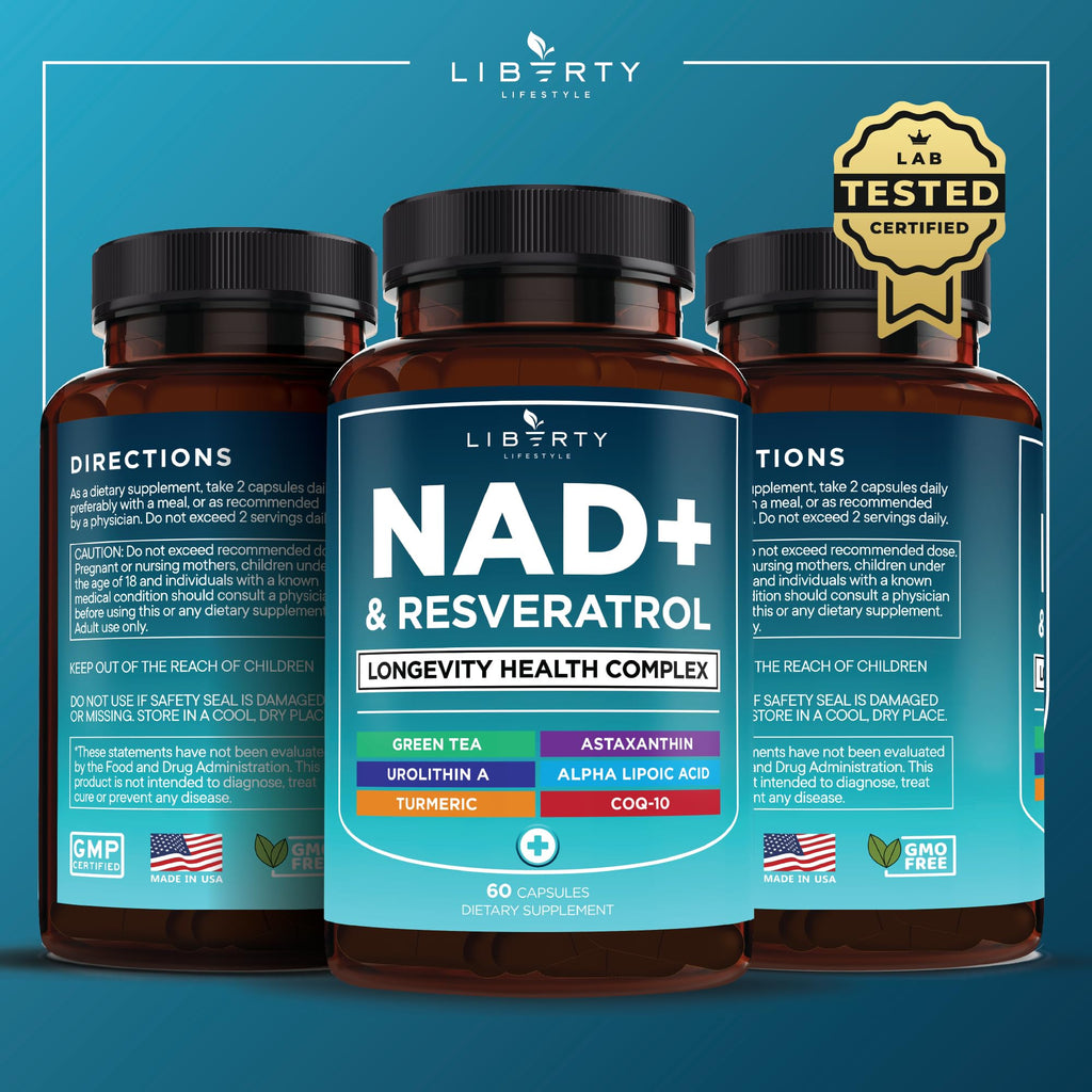 NAD+ 300 mg Complex with Astaxanthin, Urolithin A, Resveratrol & CoQ10 – 120 Vegan Capsules
