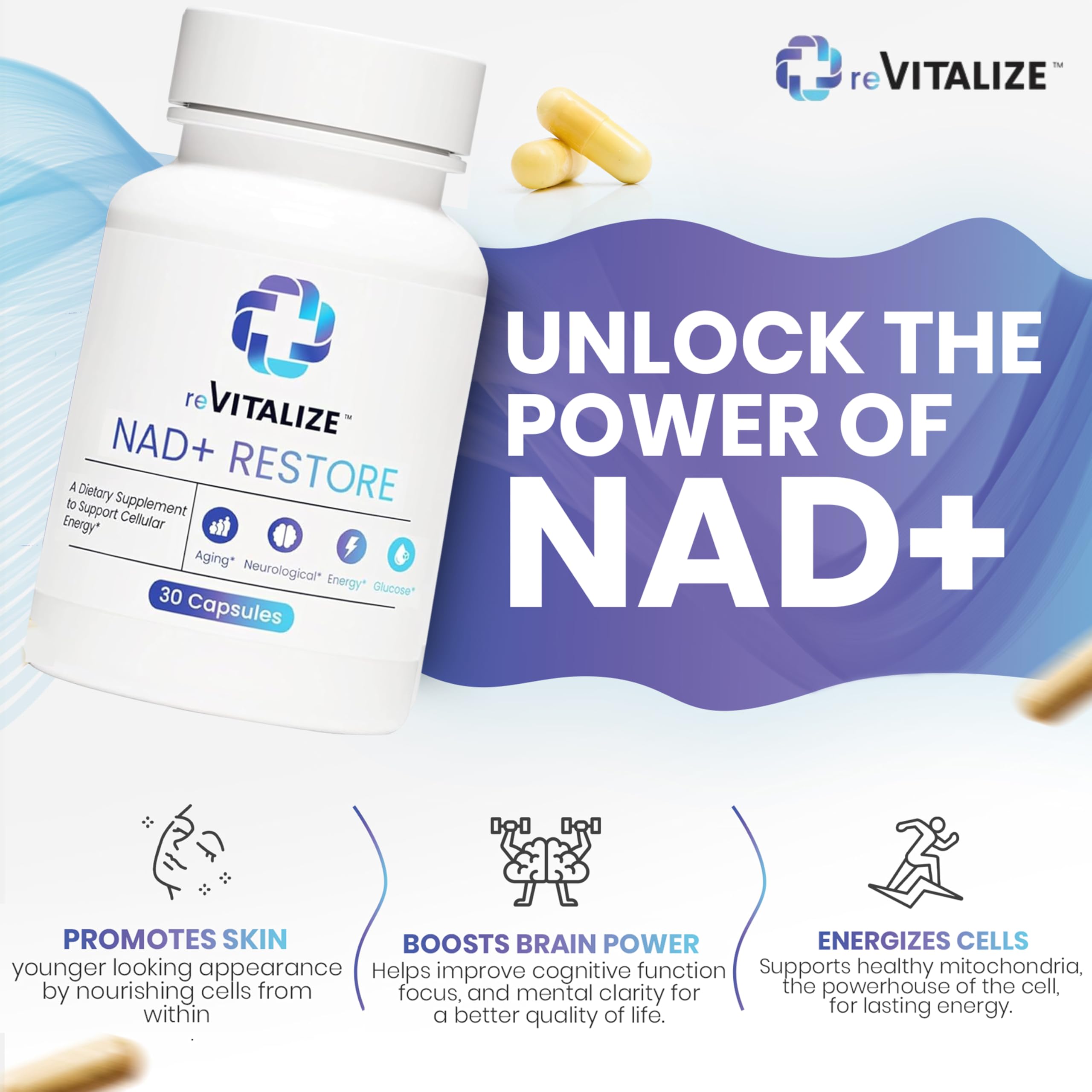 NAD+ Supplement 750mg | Advanced NR for Anti-Aging & Cellular Energy | 30 Servings