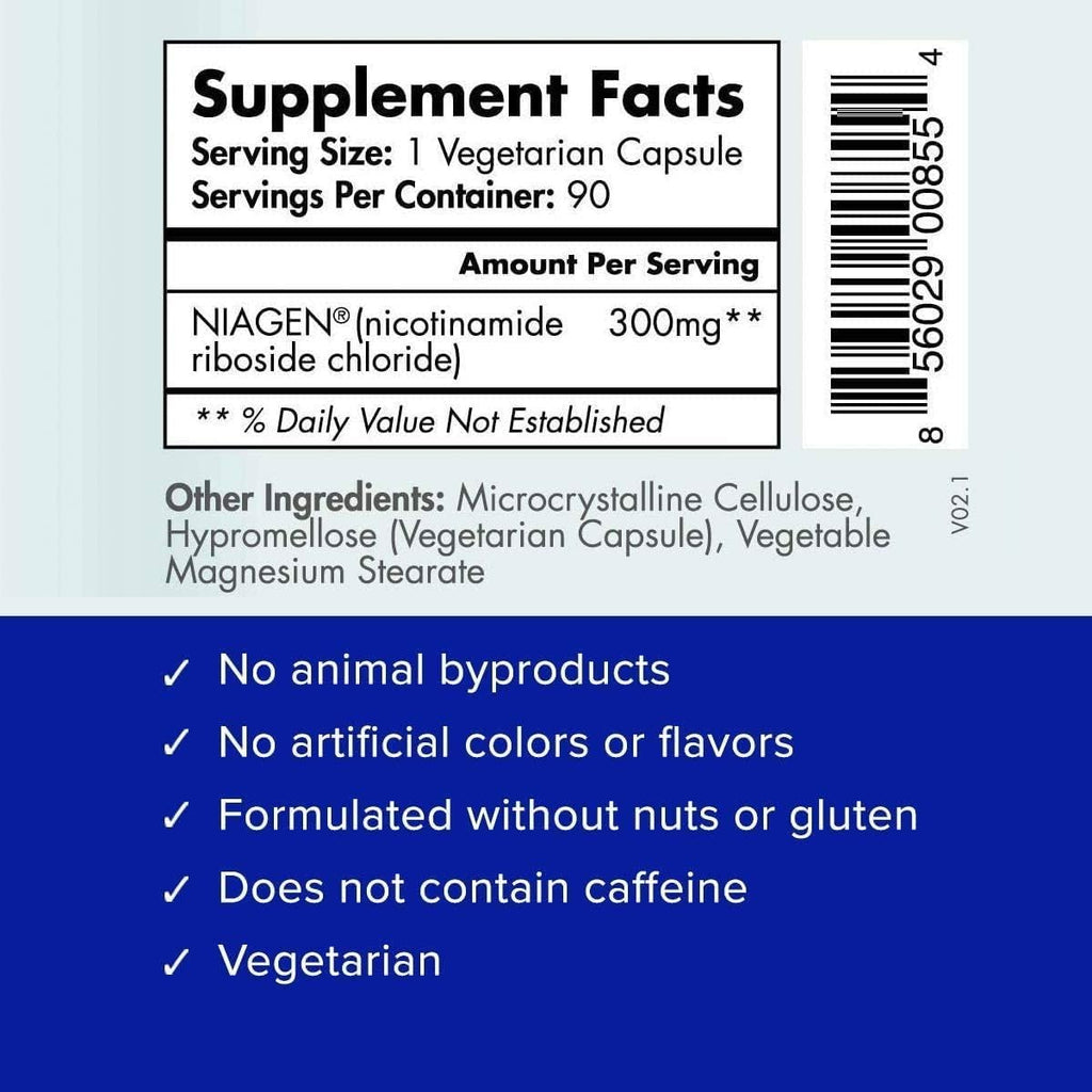 Tru Niagen NAD+ Supplement 300 mg – 2 Bottles, 90 Servings | Cellular Energy, Brain & Muscle
