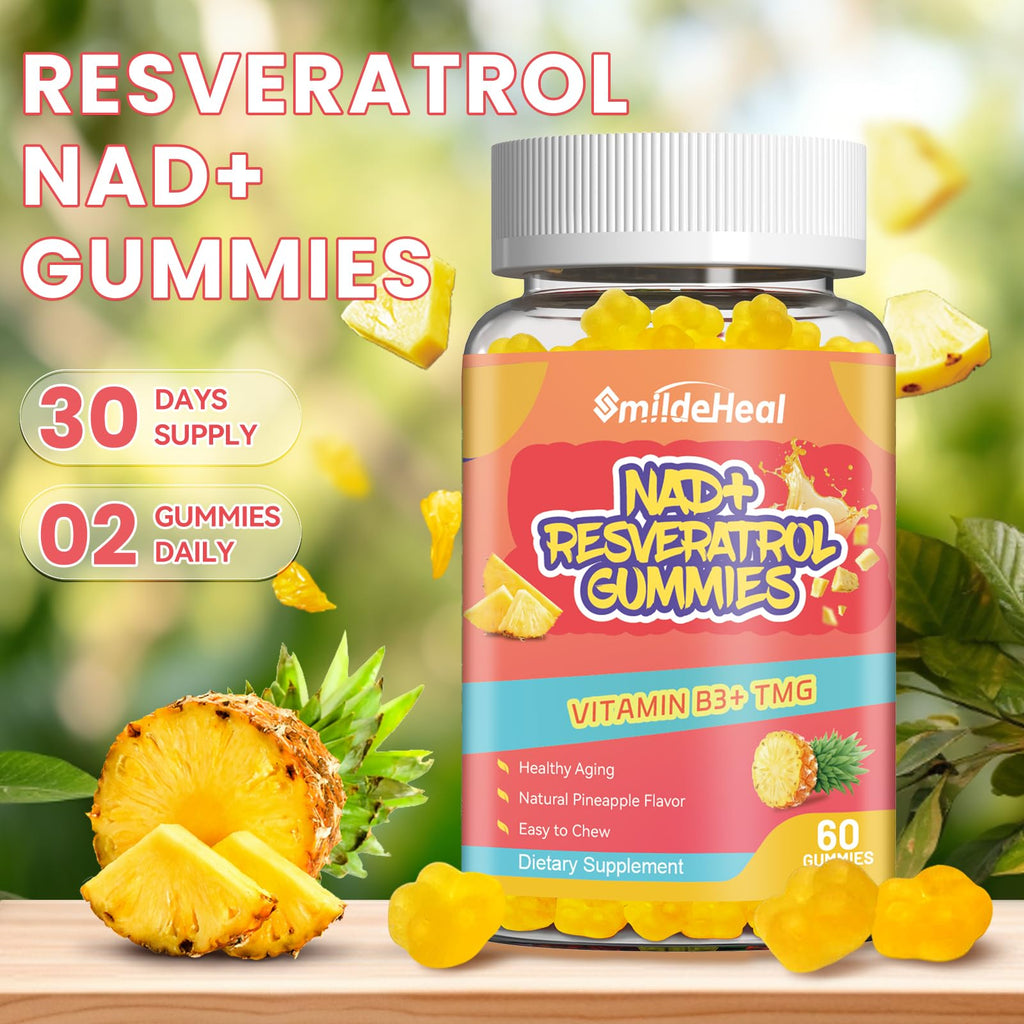 NAD+ Resveratrol Gummies - 500mg NAD+, 60 Vegan Gummies | 30-Day Supply