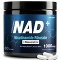 NAD+ Supplement 1000mg - NR & Resveratrol | Liposomal NAD for Brain, Energy & Healthy Aging | 80 Capsules