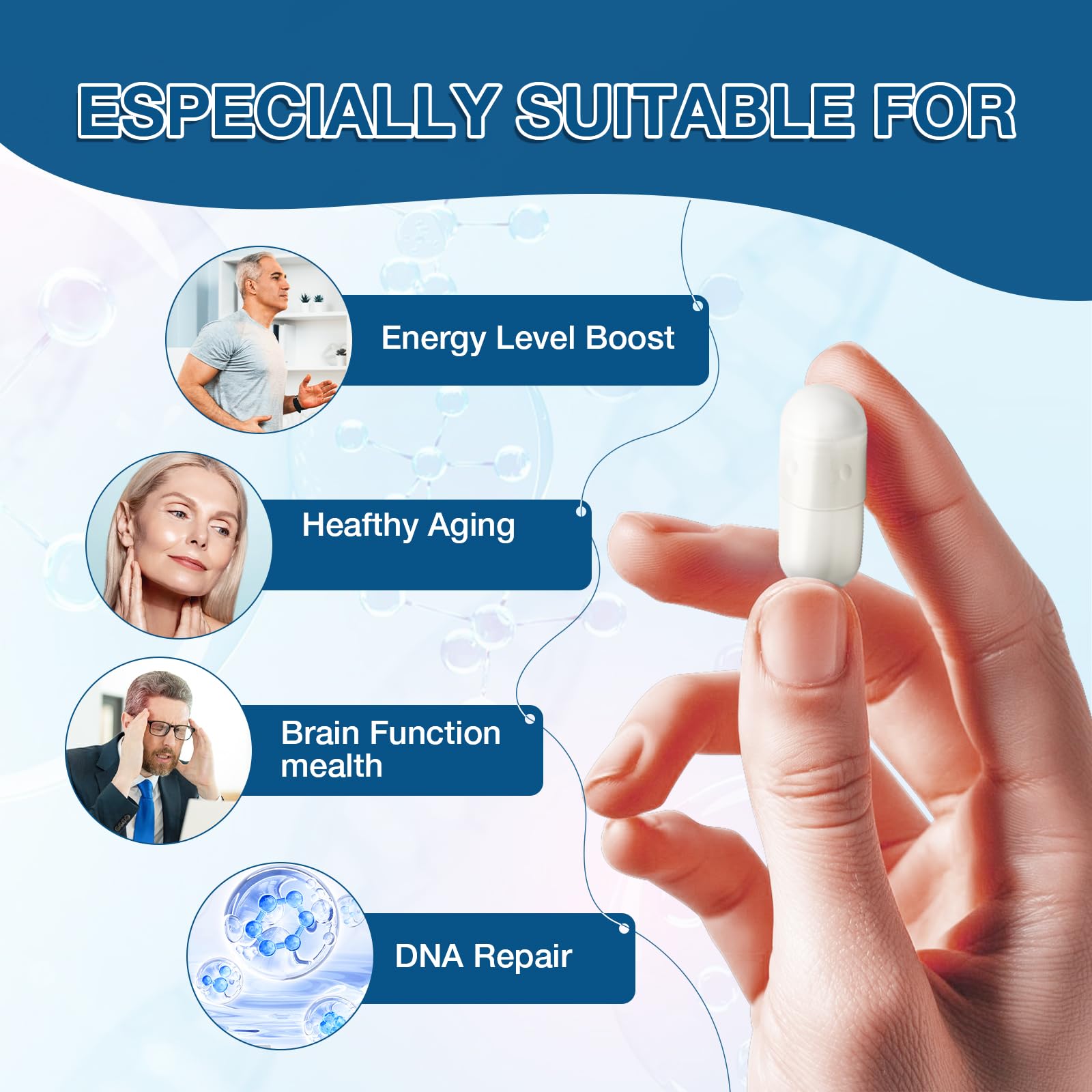 NAD+ Supplement 1000mg - NR & Resveratrol | Liposomal NAD for Brain, Energy & Healthy Aging | 80 Capsules