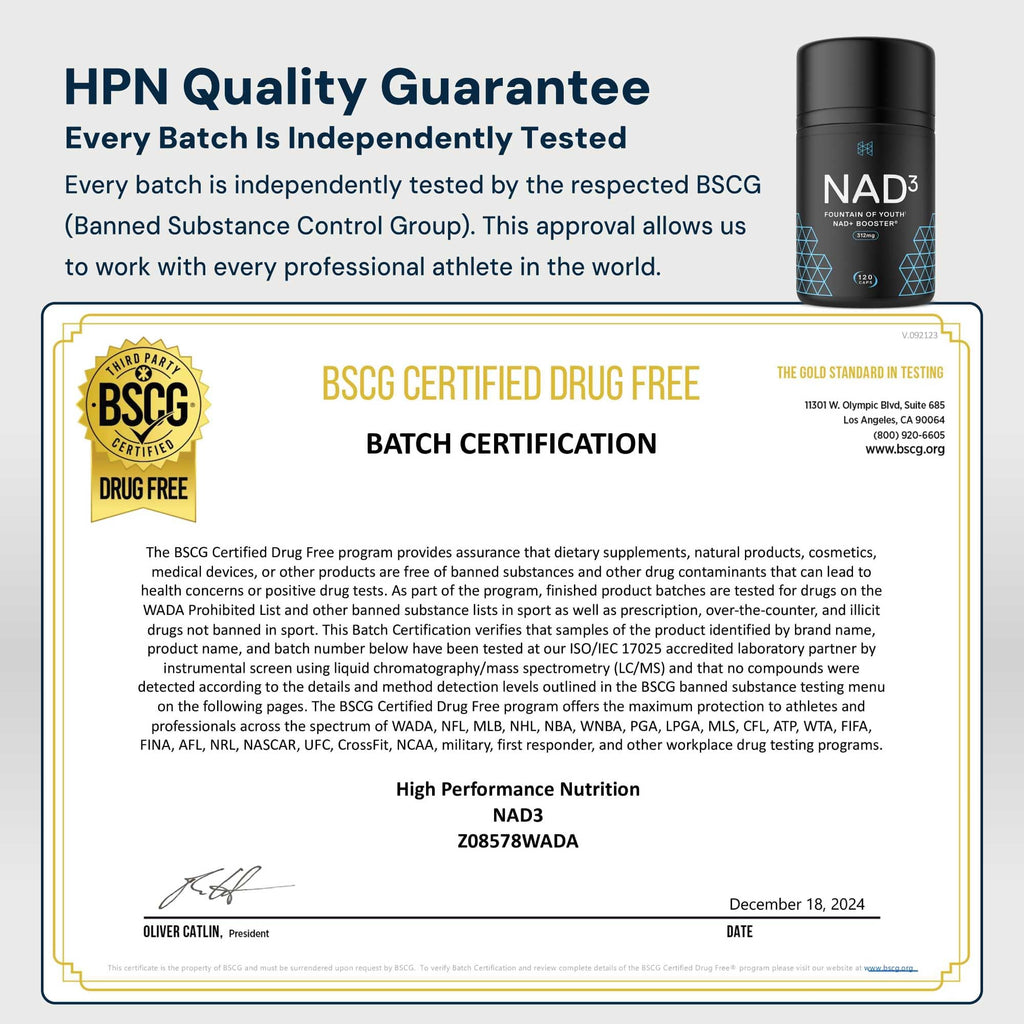 HPN NAD3 Clinical NAD+ Booster | Cellular Health & Natural Energy | 120ct, 60-Day Supply