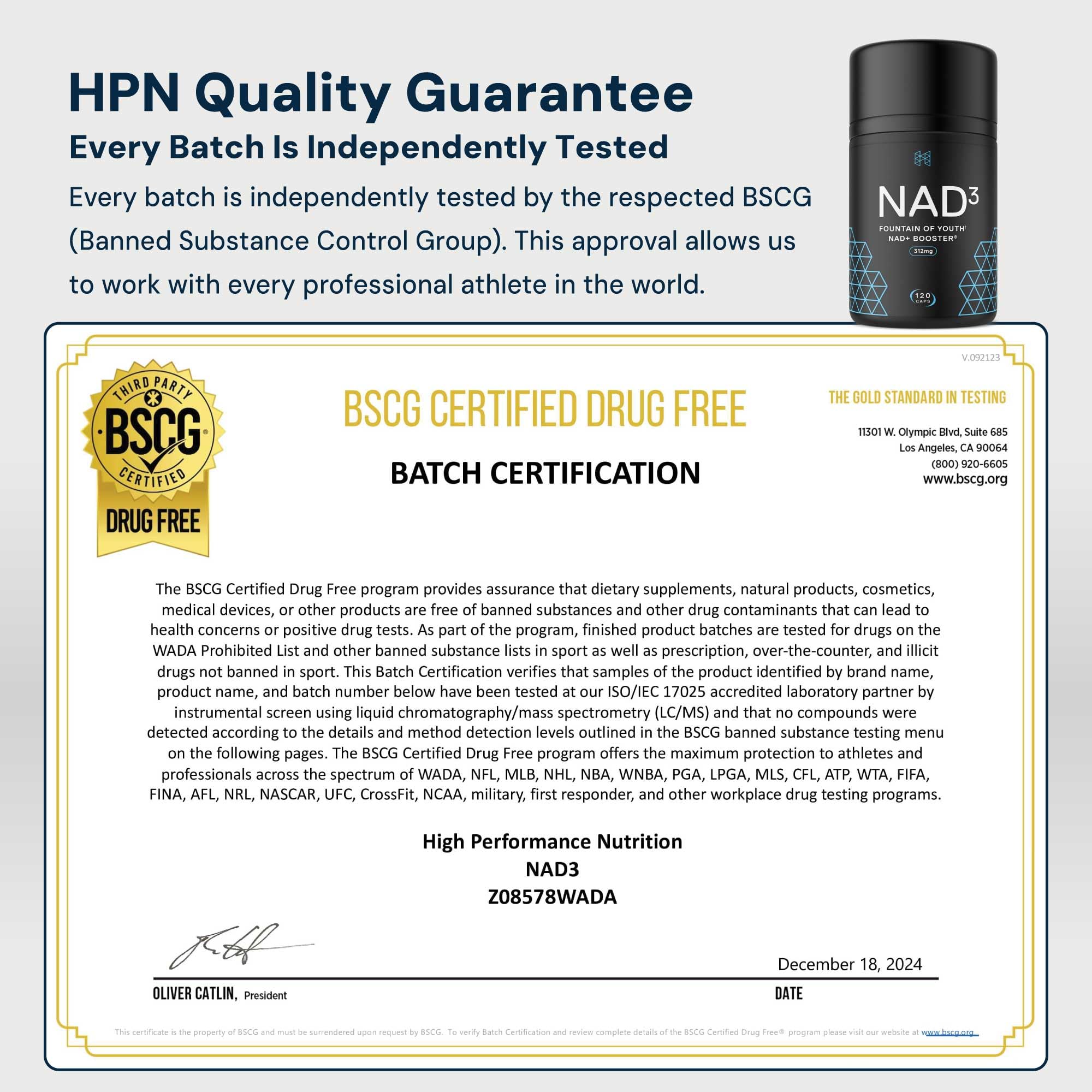 HPN NAD3 Clinical NAD+ Booster | Cellular Health & Natural Energy | 120ct, 60-Day Supply