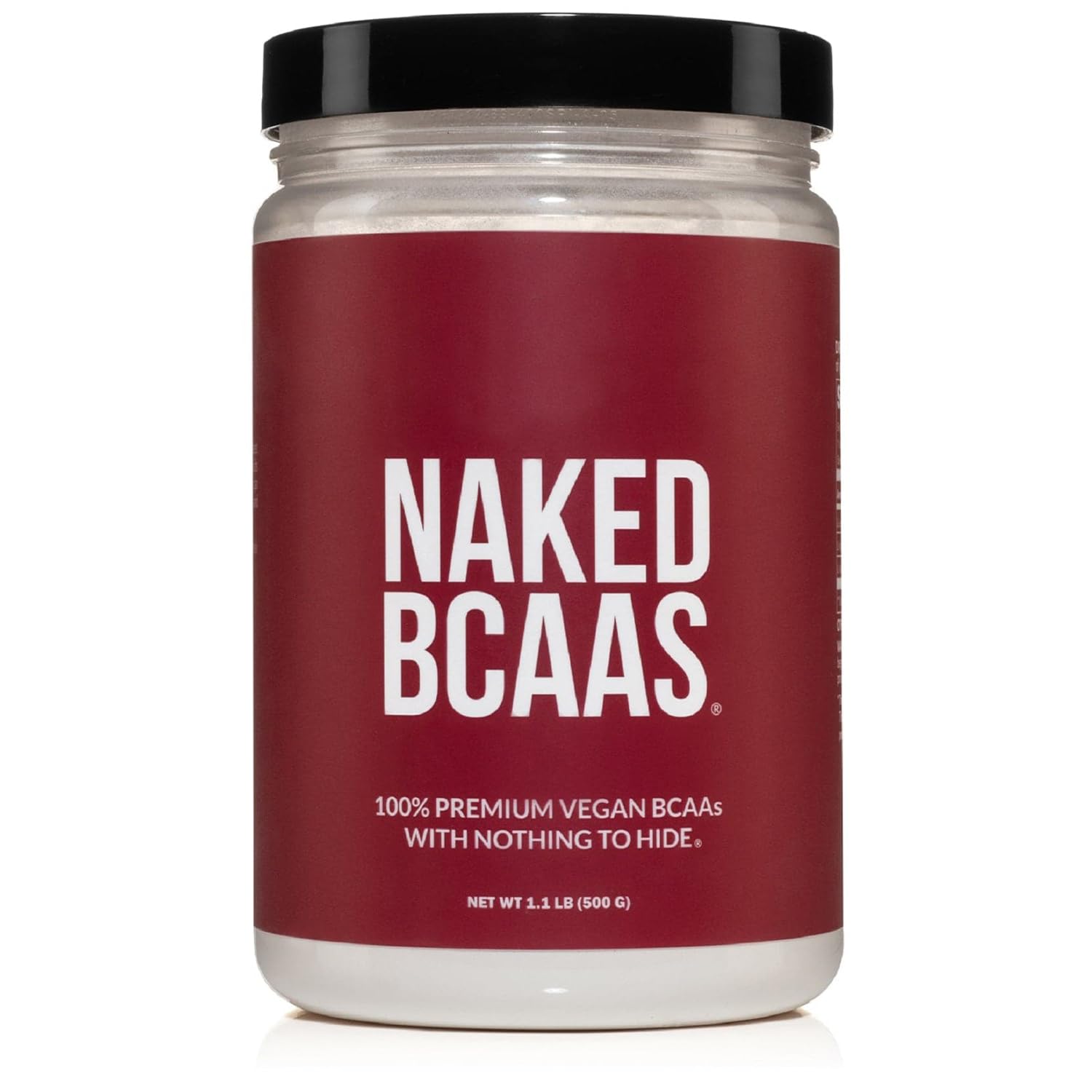 NAKED BCAAs Amino Acids Powder – 500g, 2:1:1, Vegan, Unflavored, 100 Servings