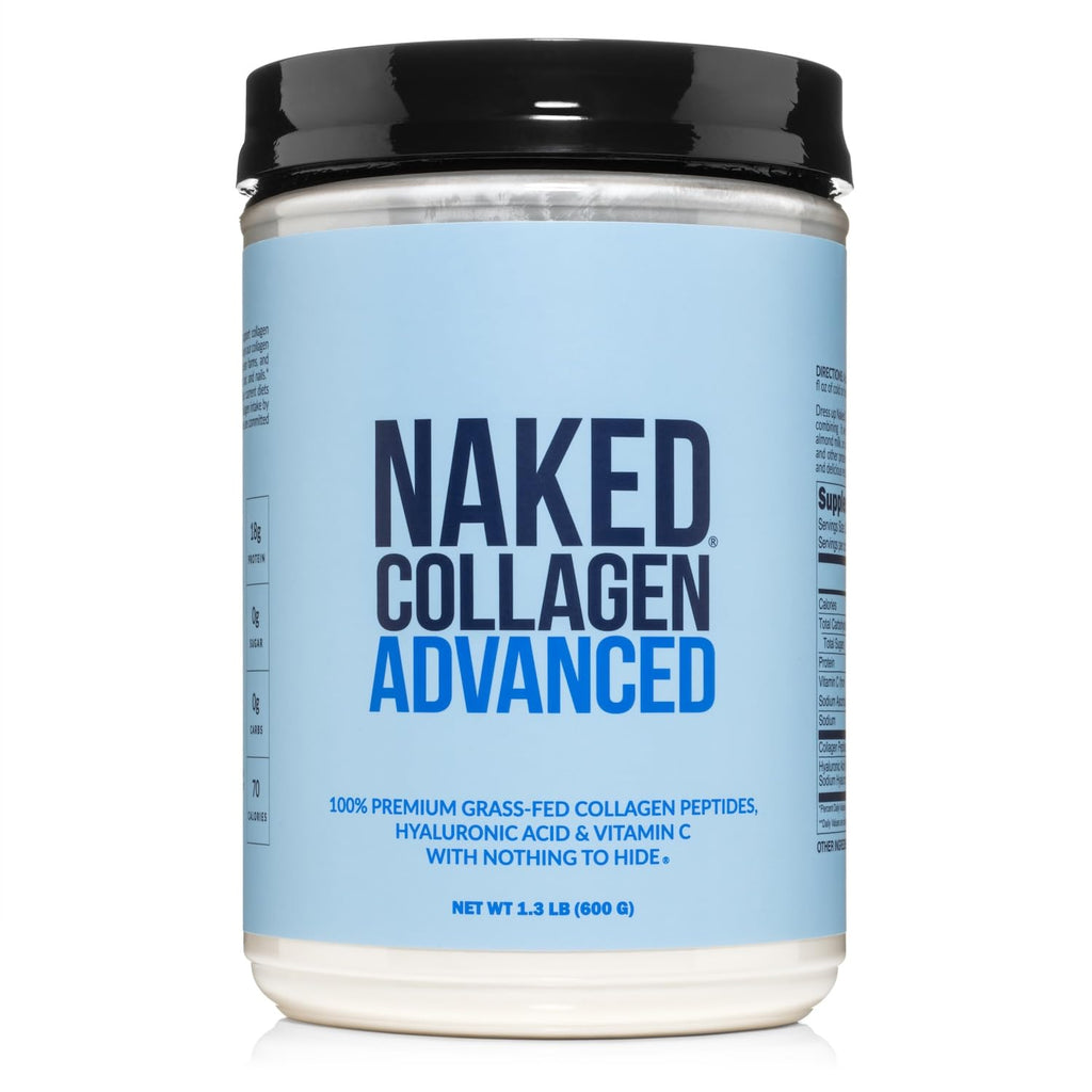 NAKED Collagen Advanced - Grass-Fed Hydrolyzed Collagen with Hyaluronic Acid & Vitamin C | 1.3 lb
