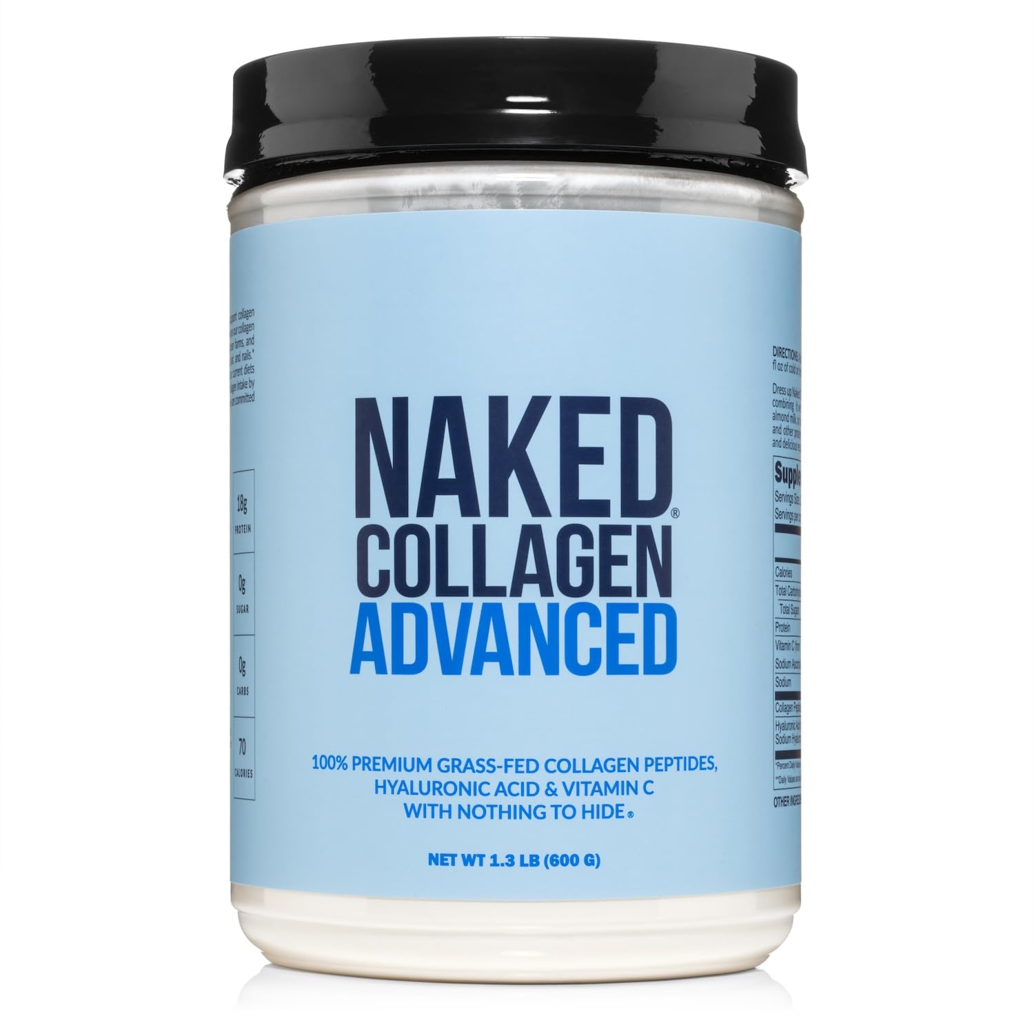 NAKED Collagen Advanced - Grass-Fed Hydrolyzed Collagen with Hyaluronic Acid & Vitamin C | 1.3 lb