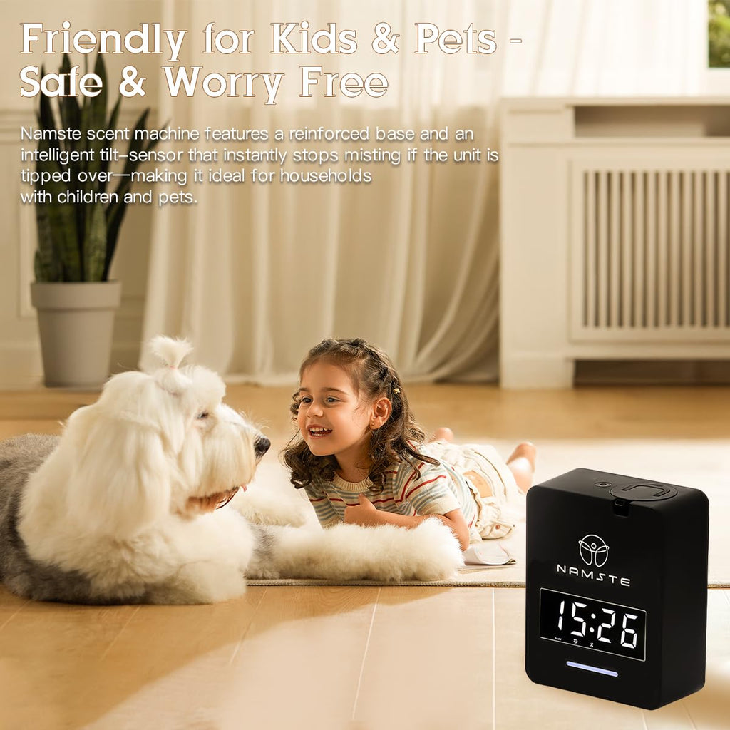 Namste Smart Waterless Diffuser — HVAC Scent Machine with Clock & Bluetooth, 3000 Sq Ft Coverage