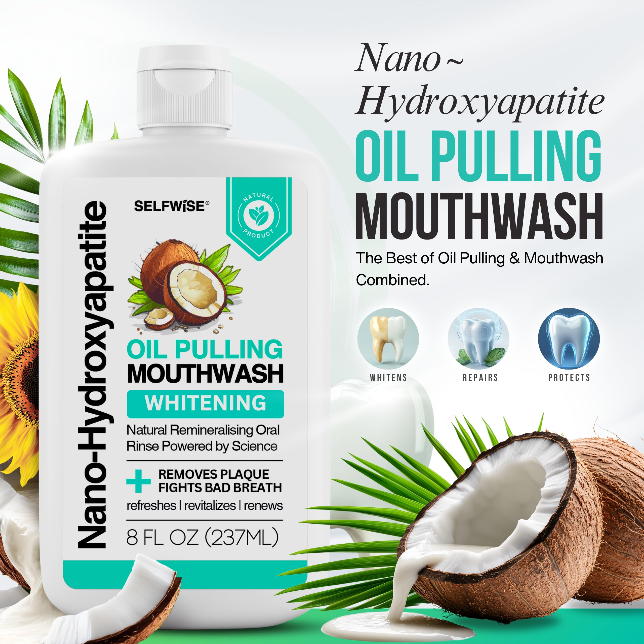 Nano-Hydroxyapatite Oil Pulling Mouthwash – Teeth & Gums, Organic