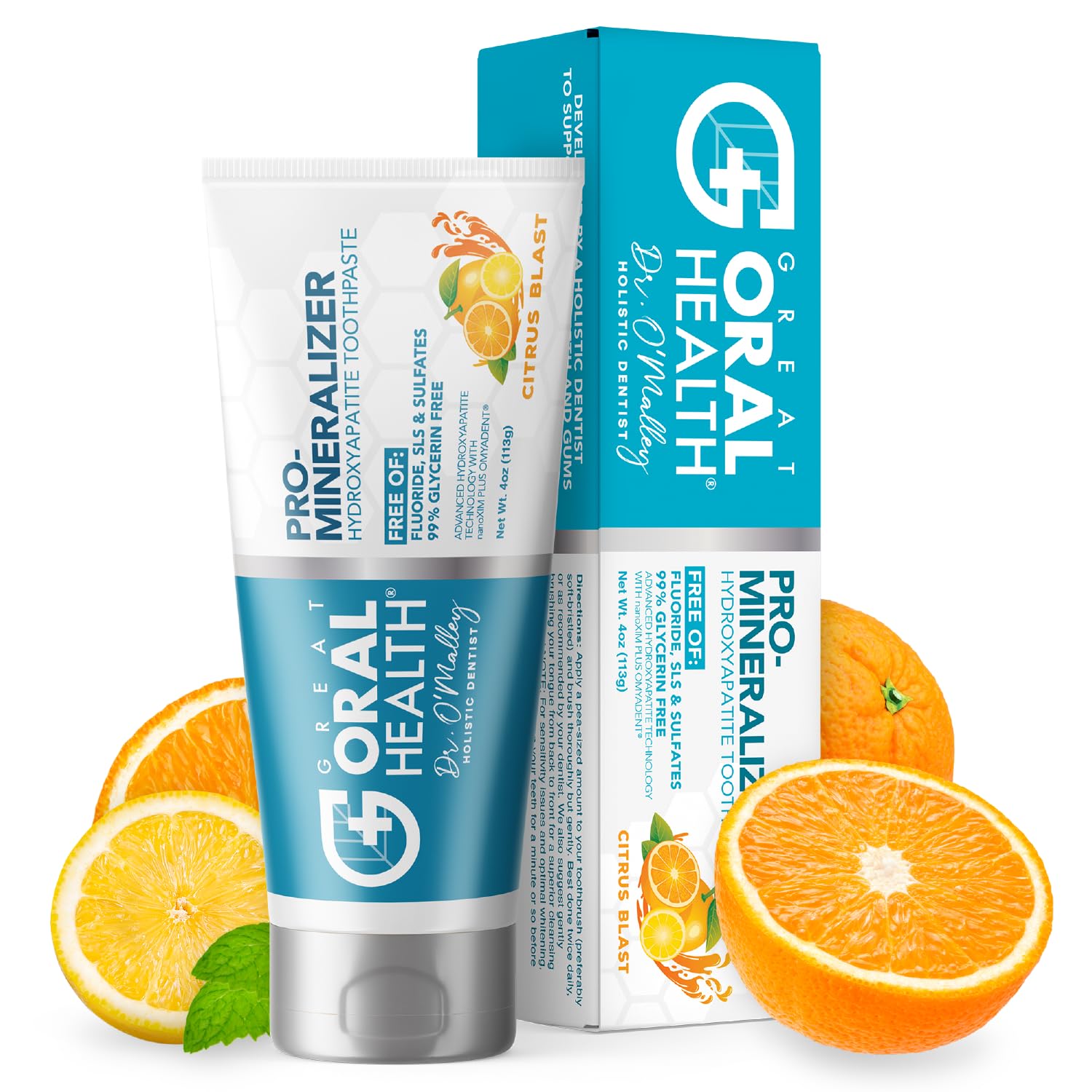 Nano Hydroxyapatite Toothpaste Fluoride Free – Dentist Formulated Pro Remineralizing Toothpaste Citrus Blast