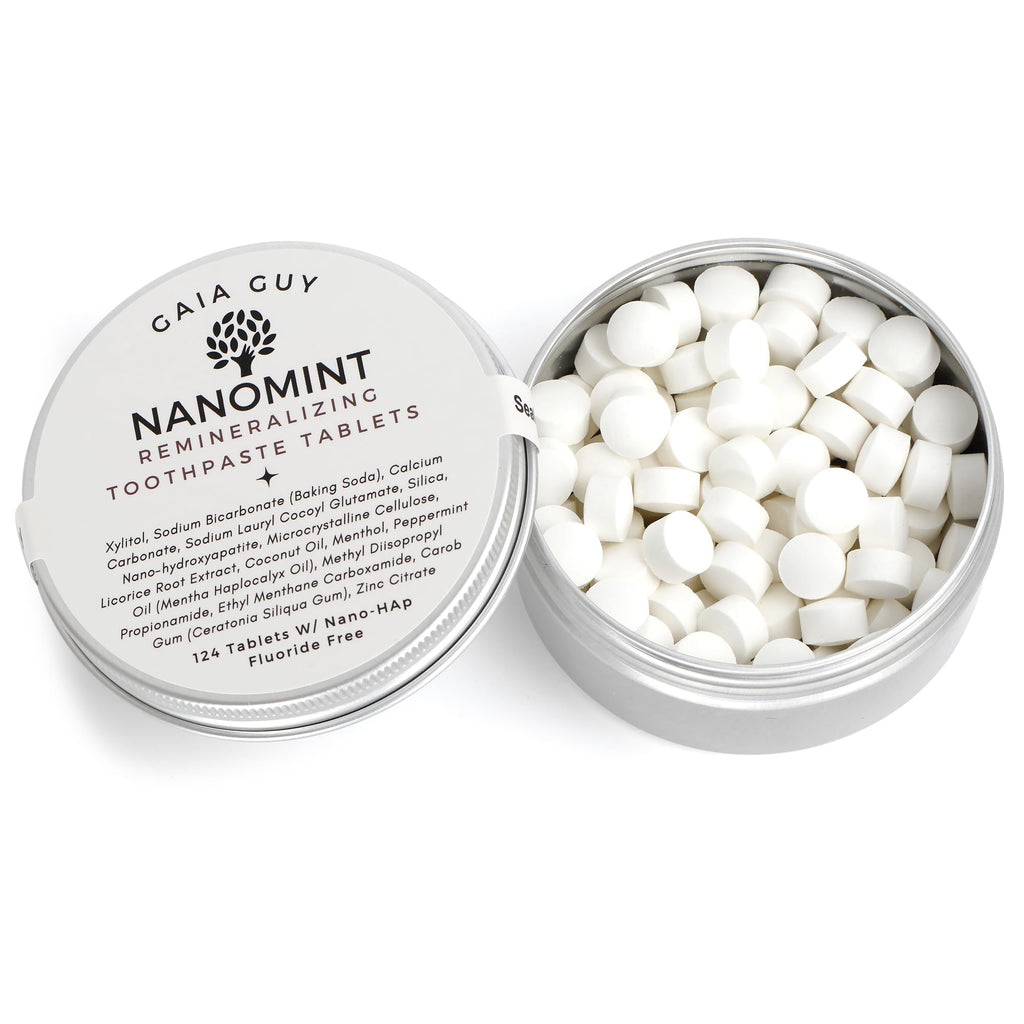 NanoMint - Remineralizing Toothpaste Tablets | Nano Hydroxyapatite | Fluoride-Free | 124 Tabs | Eco-Friendly Travel Tin