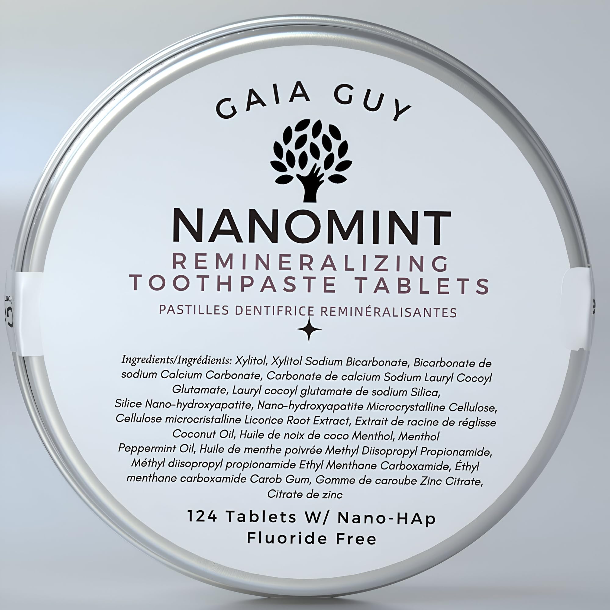 NanoMint - Remineralizing Toothpaste Tablets | Nano Hydroxyapatite | Fluoride-Free | 124 Tabs | Eco-Friendly Travel Tin