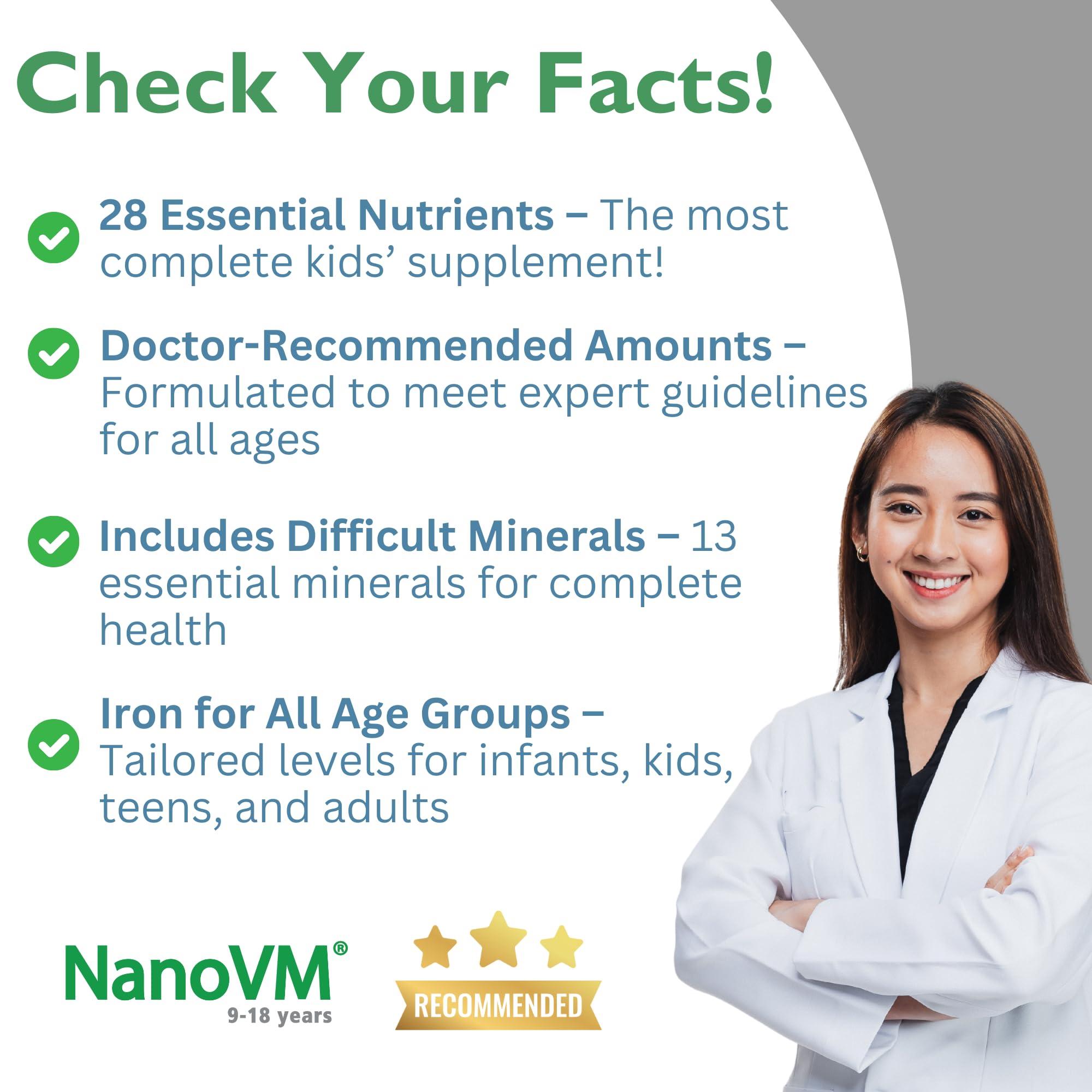 NanoVM 9-18 Years Allergen-Free Multivitamin Powder – Solace Nutrition (275g) Unflavored, Low-Carb