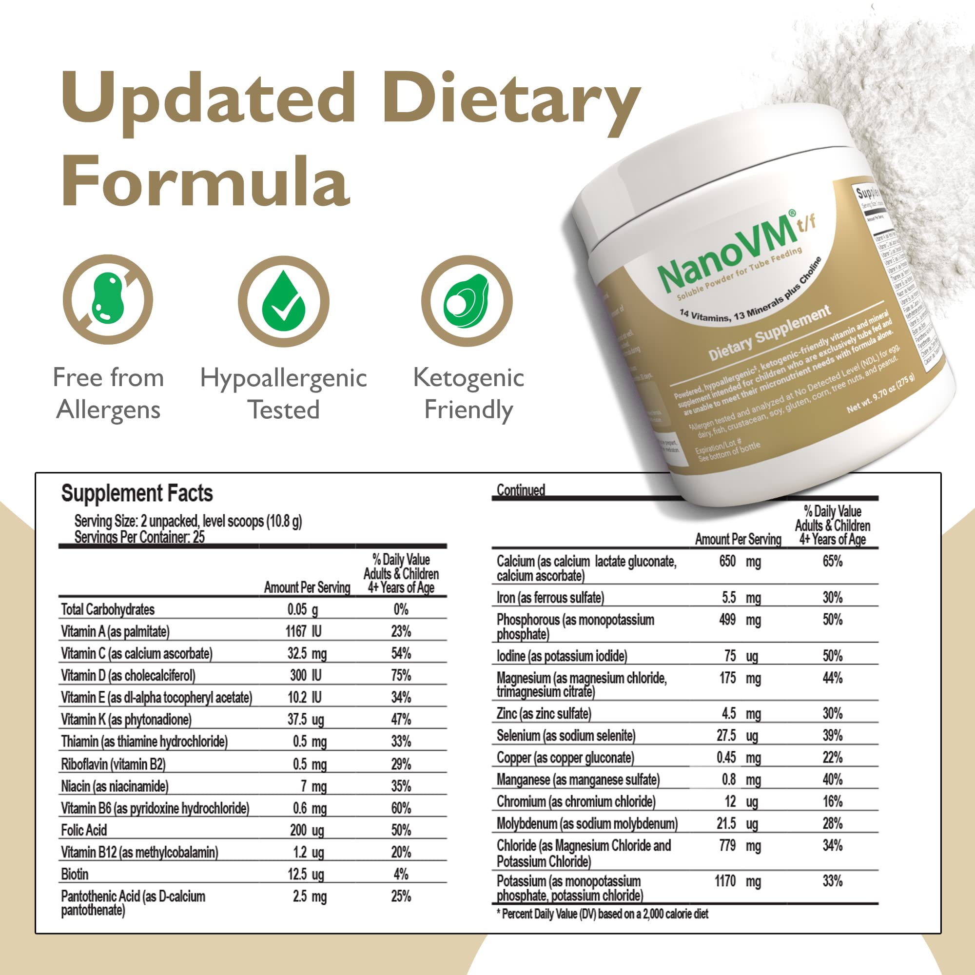 NanoVM t/f – Allergen-Free Kids Multivitamin for Tube Feeding (275g) | Solace Nutrition