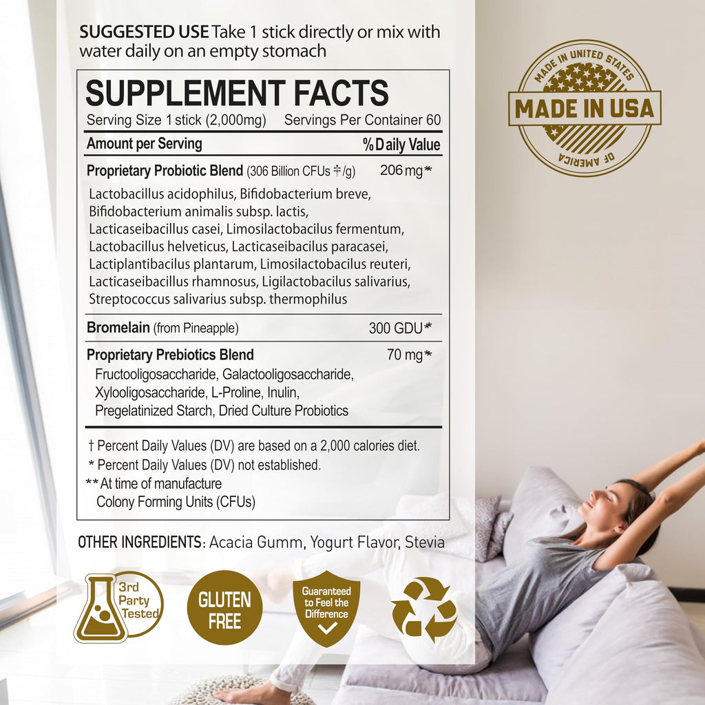 NANOWELL 12 Strains Probiotic 55 Billion CFU with Digestive Enzymes – 60 Sticks