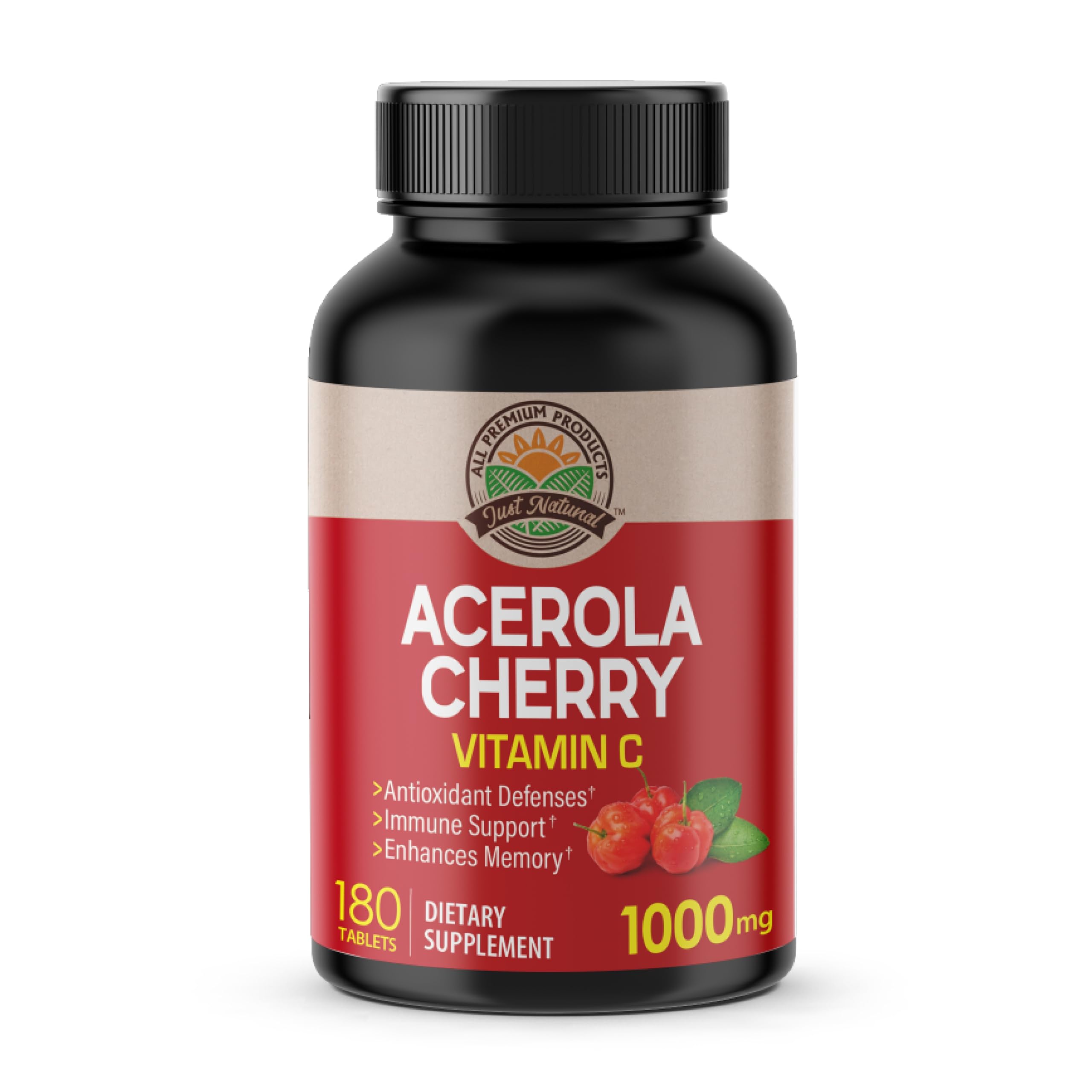 NANOWELL Acerola Cherry Vitamin C 1000mg | Immune Support | 180 Tablets