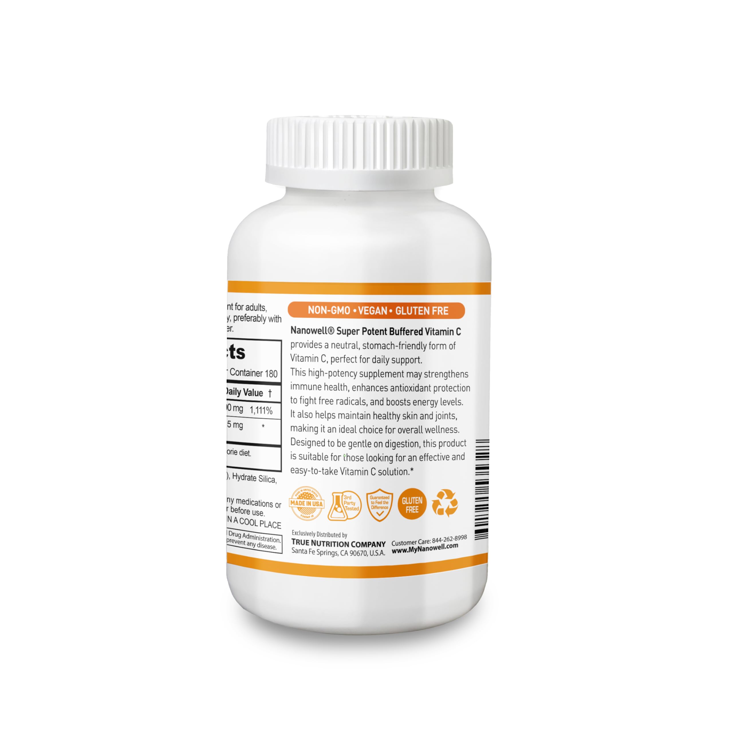 NANOWELL Super Potent Buffered Vitamin C 1000 mg with Bioflavonoid Complex - Immune Support, Antioxidant & Skin & Joints