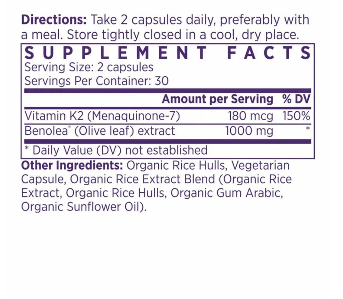 NAOMI BP Advanced: 1000mg Olive Leaf Extract + 180mcg Vitamin K2 | Cardiovascular Support
