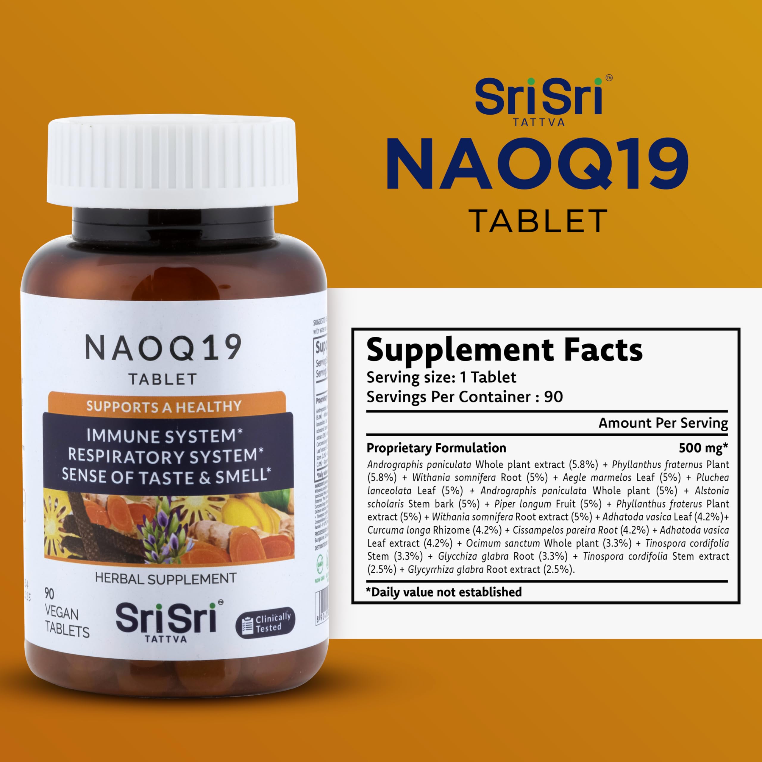 NAOQ19 Immunity Support – 19-Herb Ayurvedic Formula | Sri Sri Tattva | 90 Capsules