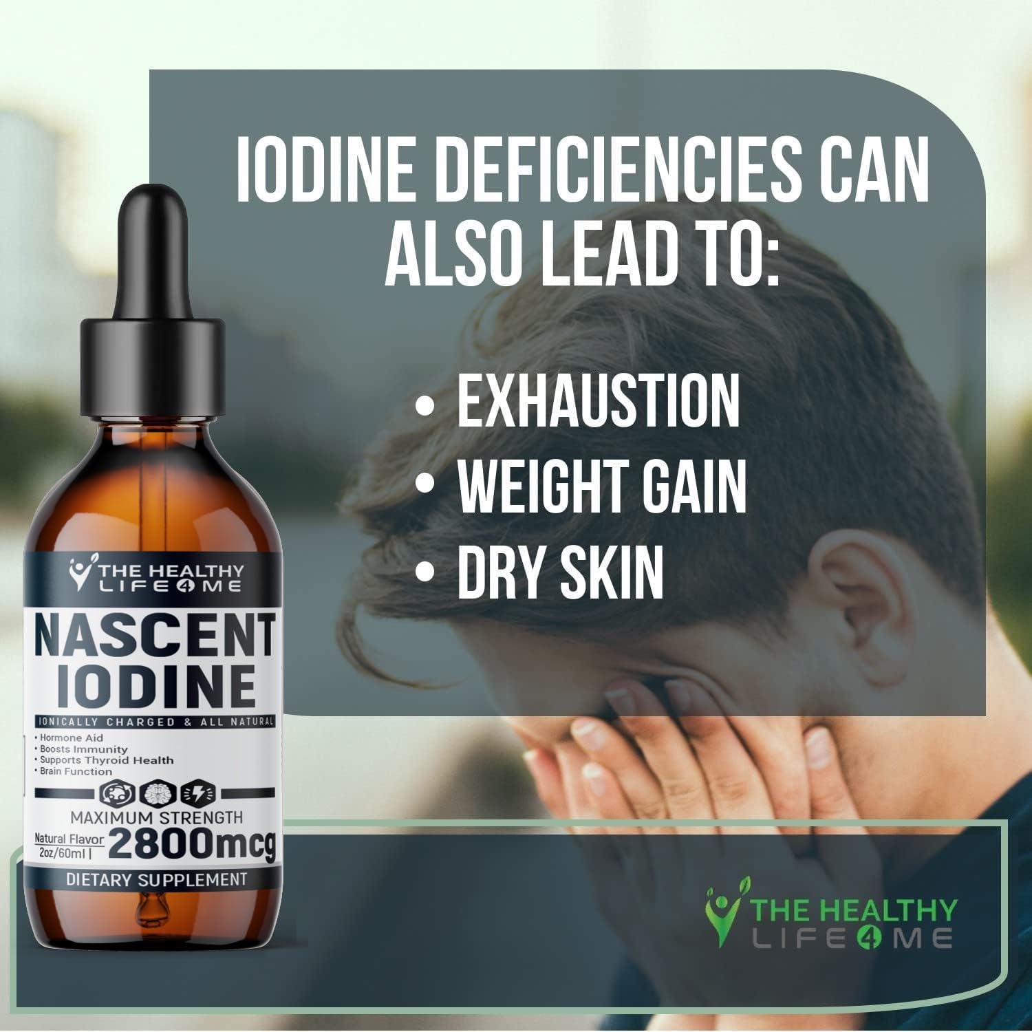 Nascent Iodine Supplement | 2800mcg | Potassium Iodide | Iodine Drops | 100% Vegan | Clear Color | Large 2oz