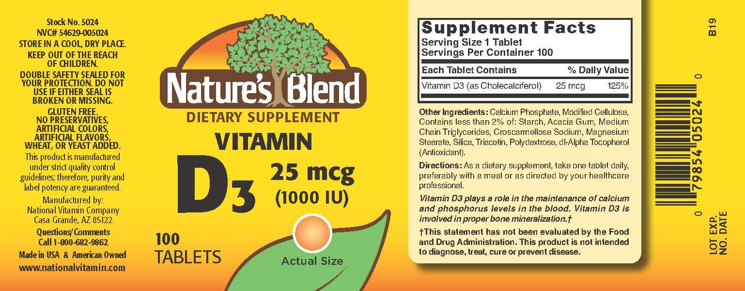 NAT B VIT D3 TB 1000IU 100 by Nature's Blend - B Vitamins
