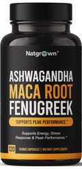 Natgrown Ashwagandha Maca Root Fenugreek Extract Capsules – Vegan Supplement for Men & Women | 120 Count