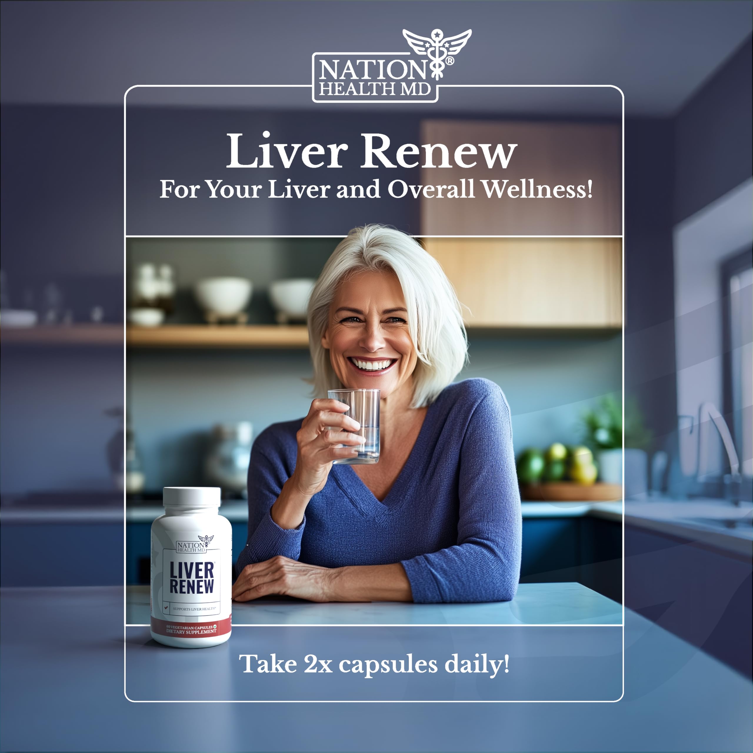NATION HEALTH MD Liver Renew – Liver Support Detox & Repair with Artichoke, Milk Thistle, Dandelion & Turmeric