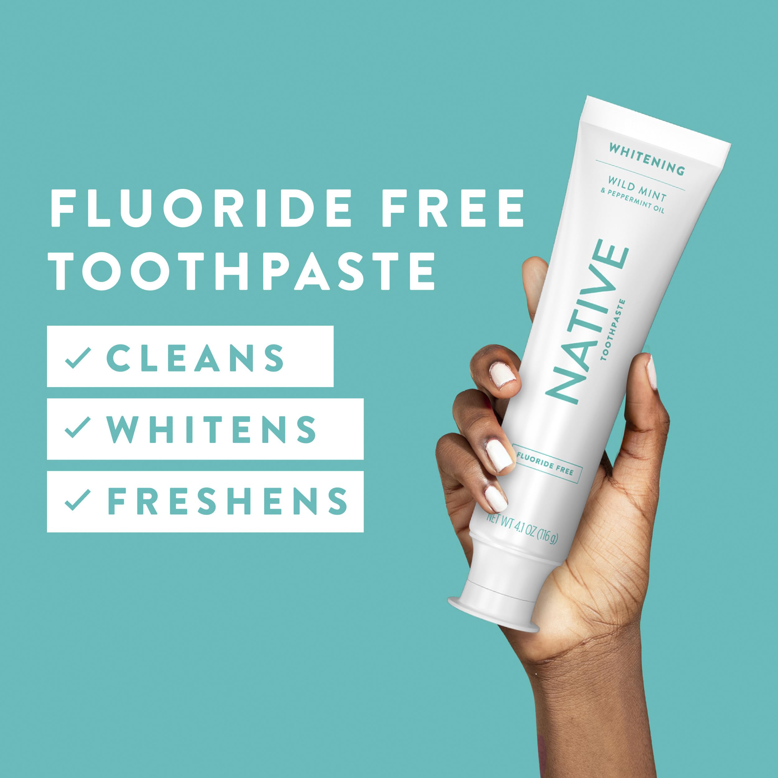 Native Fluoride-Free Whitening Toothpaste 4.1oz (3-Pack) – Wild Mint & Peppermint Oil