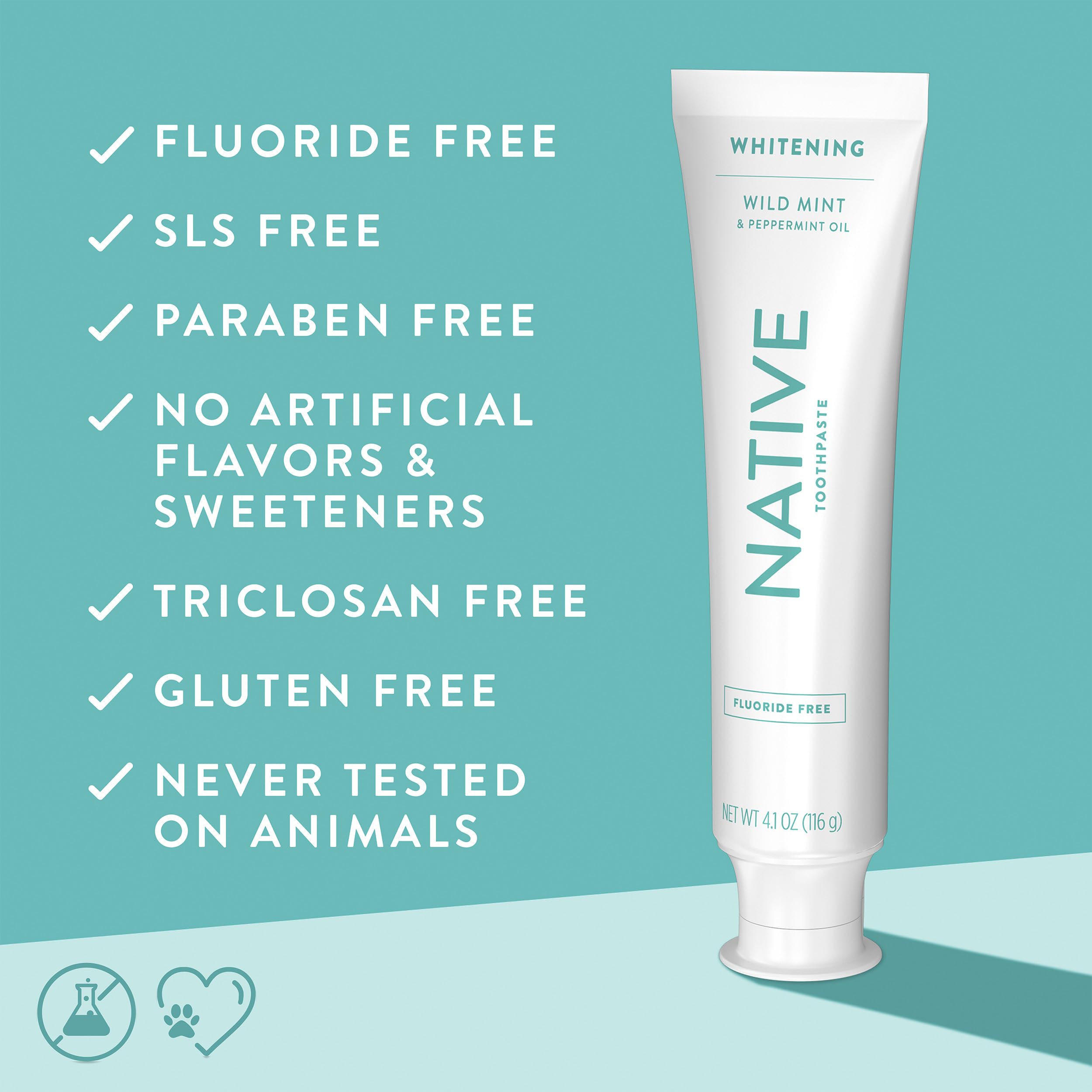 Native Fluoride-Free Whitening Toothpaste 4.1oz (3-Pack) – Wild Mint & Peppermint Oil