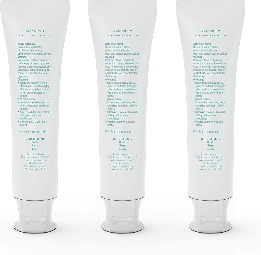 Native Fluoride Toothpaste – Wild Mint (4.1 oz), 3 Count | Naturally Derived Cleaners