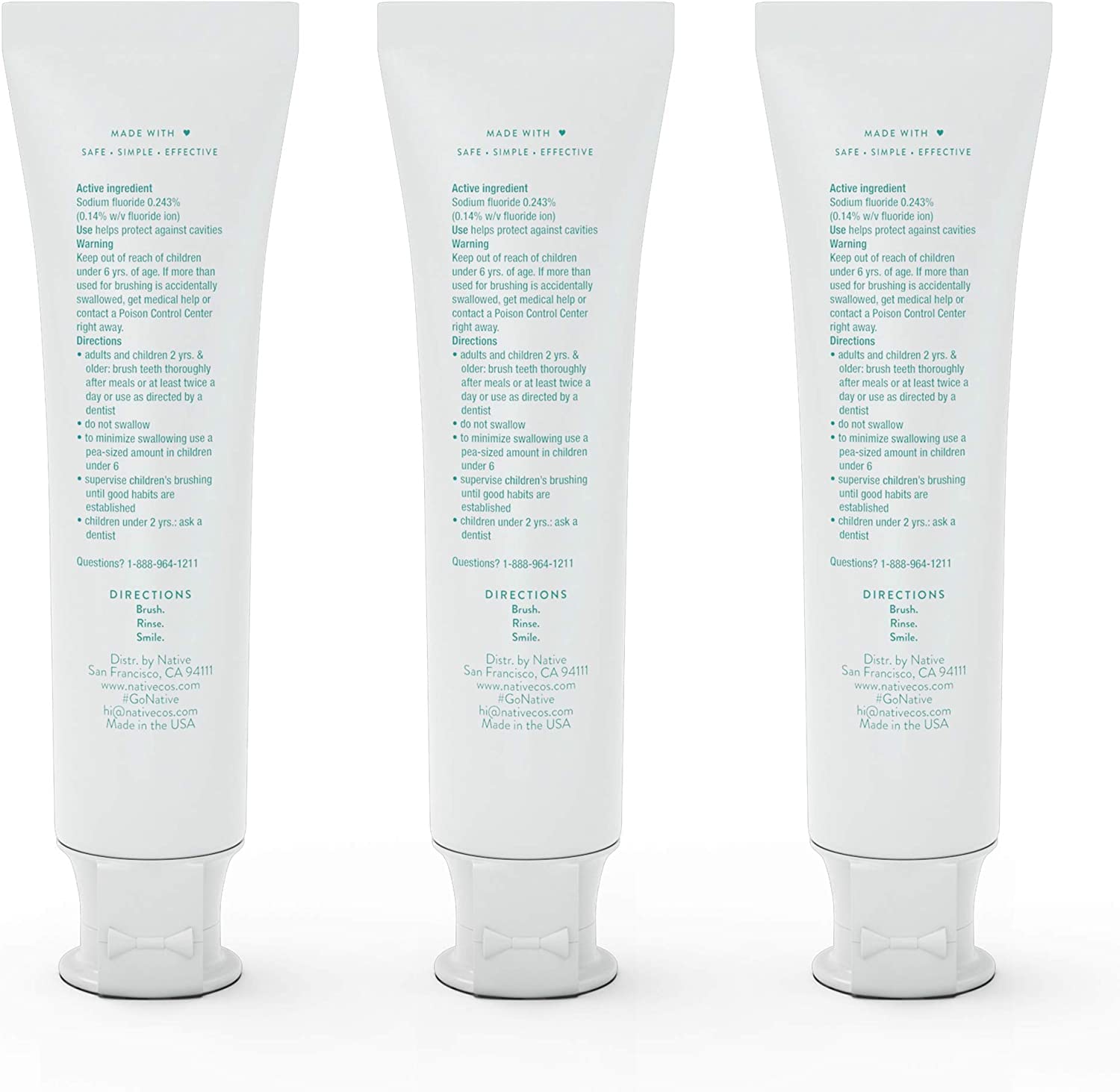 Native Fluoride Toothpaste – Wild Mint (4.1 oz), 3 Count | Naturally Derived Cleaners