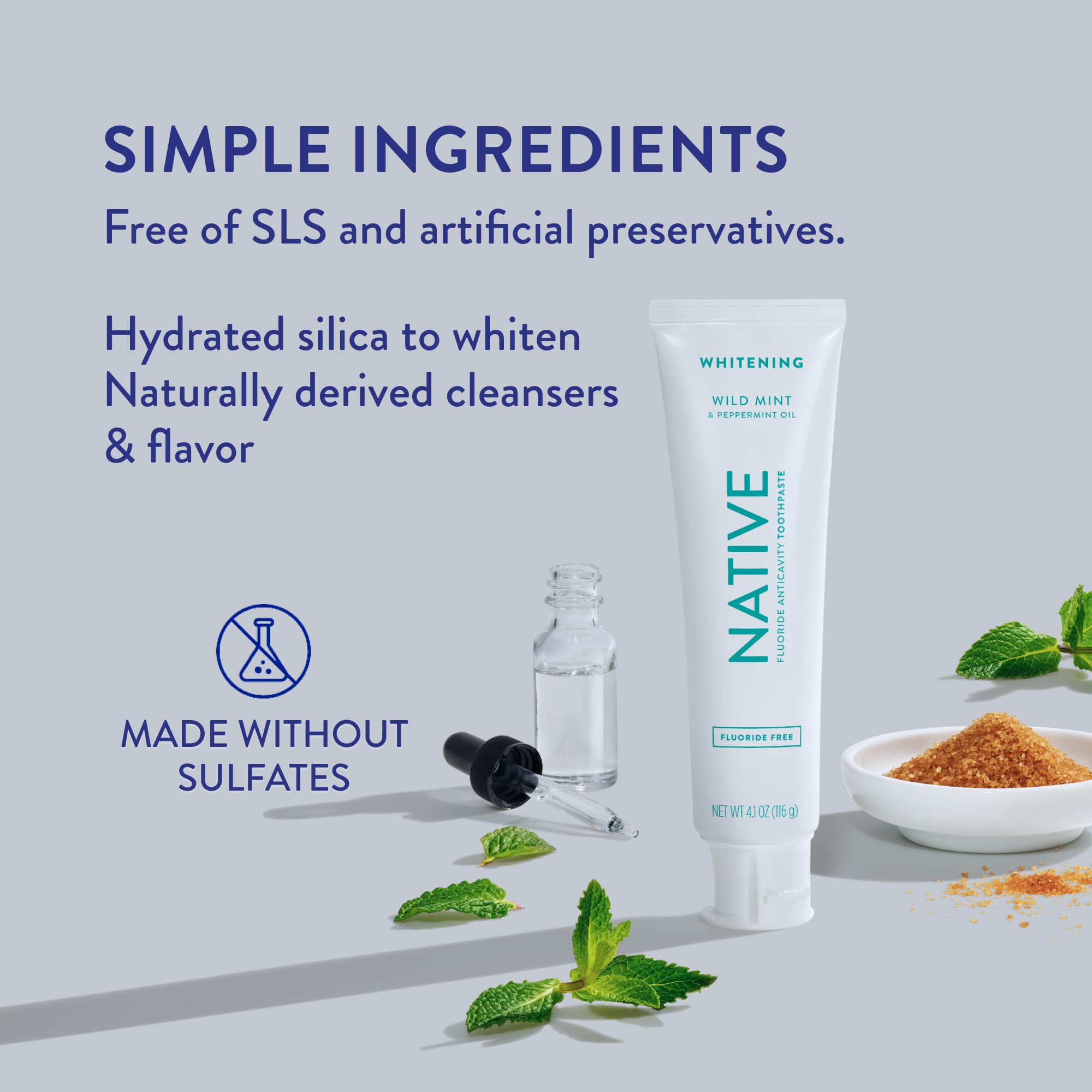 Native Toothpaste – Wild Mint, Fluoride Free, 4.1 oz