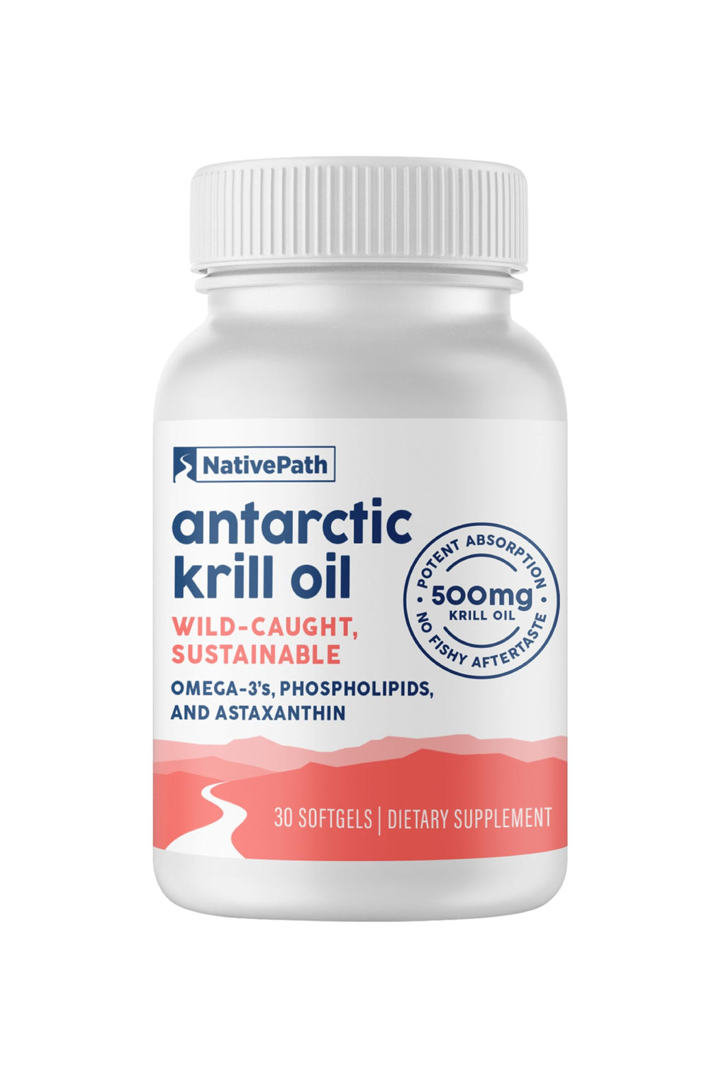 NativePath Krill Oil 500mg + Astaxanthin 200mcg | Phospholipid Omega-3 EPA/DHA, 30 Softgels