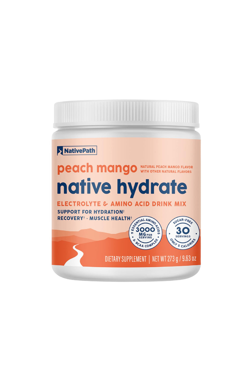 NativePath Native Hydrate – Zero-Sugar Electrolyte Powder with BCAAs (Peach Mango)