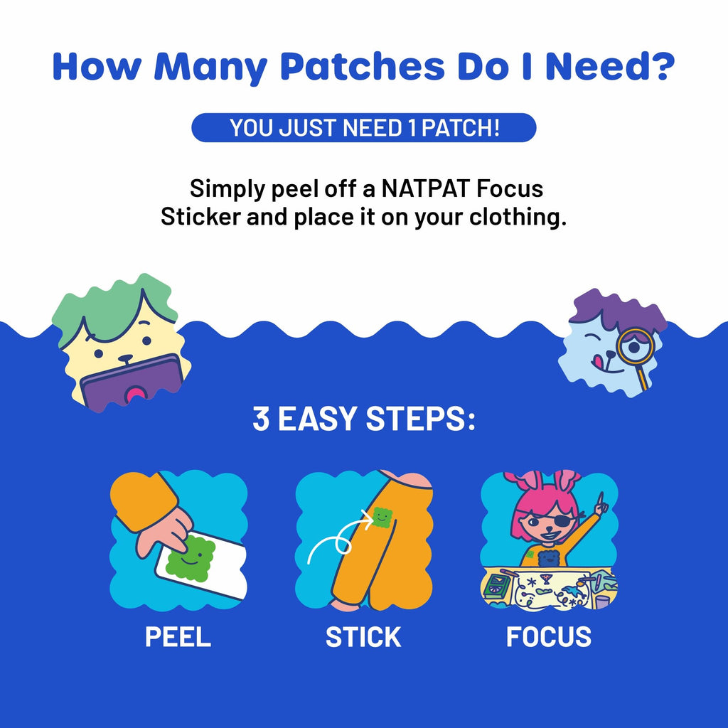 NATPAT Focus Patch – Chemical-Free Focus Stickers for Kids & Adults (24 Count)