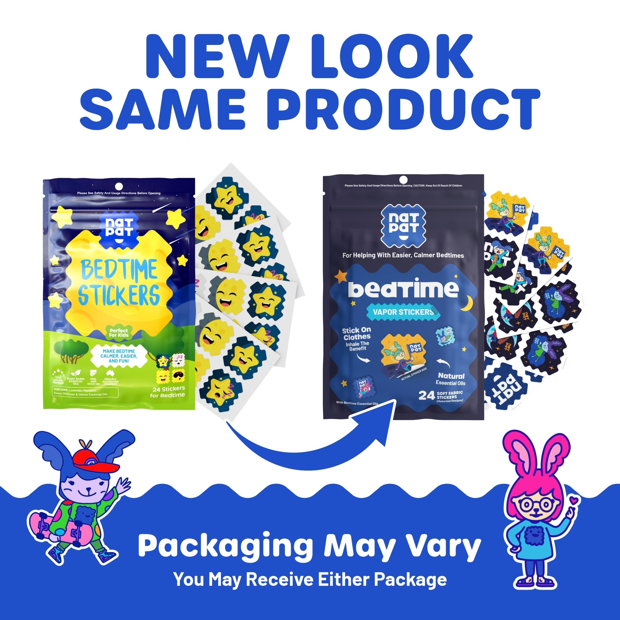 NATPAT Sleepy Patch Bed Time Stickers for Kids – Non-Toxic, Melatonin-Free (24 Pack)