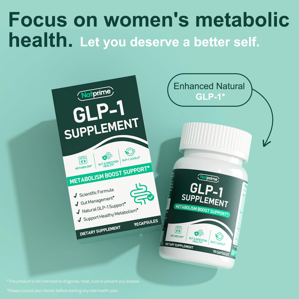 Natprime GLP-1 Supplement for Women & Men | Natural GLP-1 Support & Appetite Control - 90 Capsules