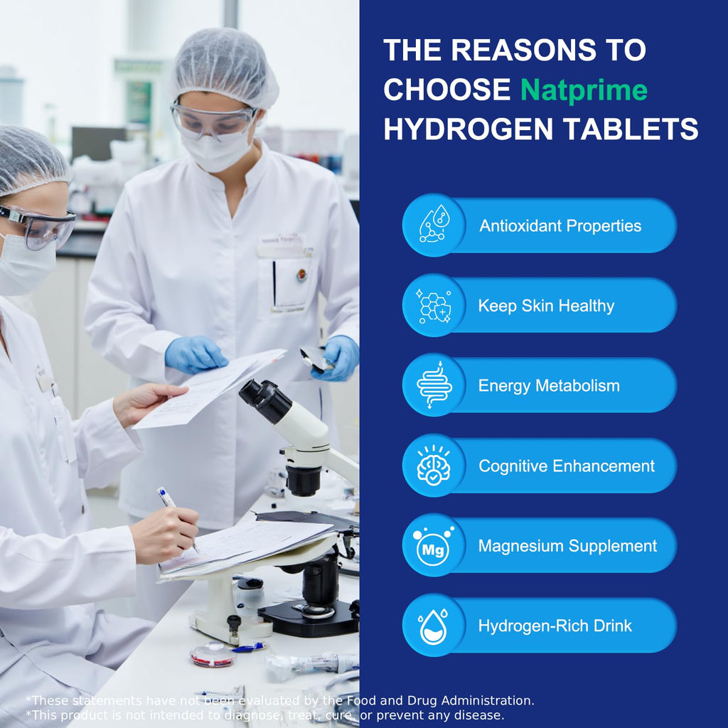 Natprime Hydrogen Water Tablets - 12 PPM H2 with Magnesium (90 Count)