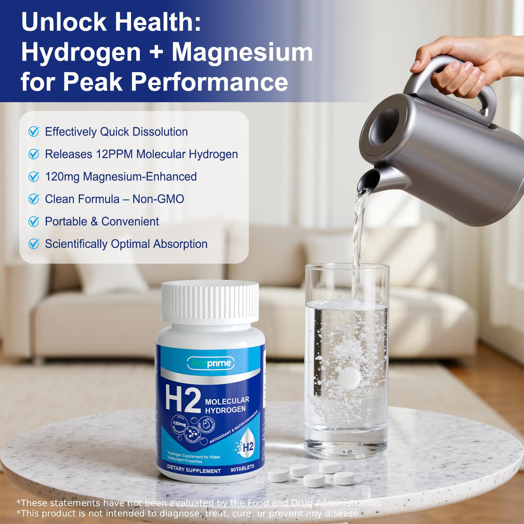 Natprime Hydrogen Water Tablets - 12 PPM H2 with Magnesium (90 Count)