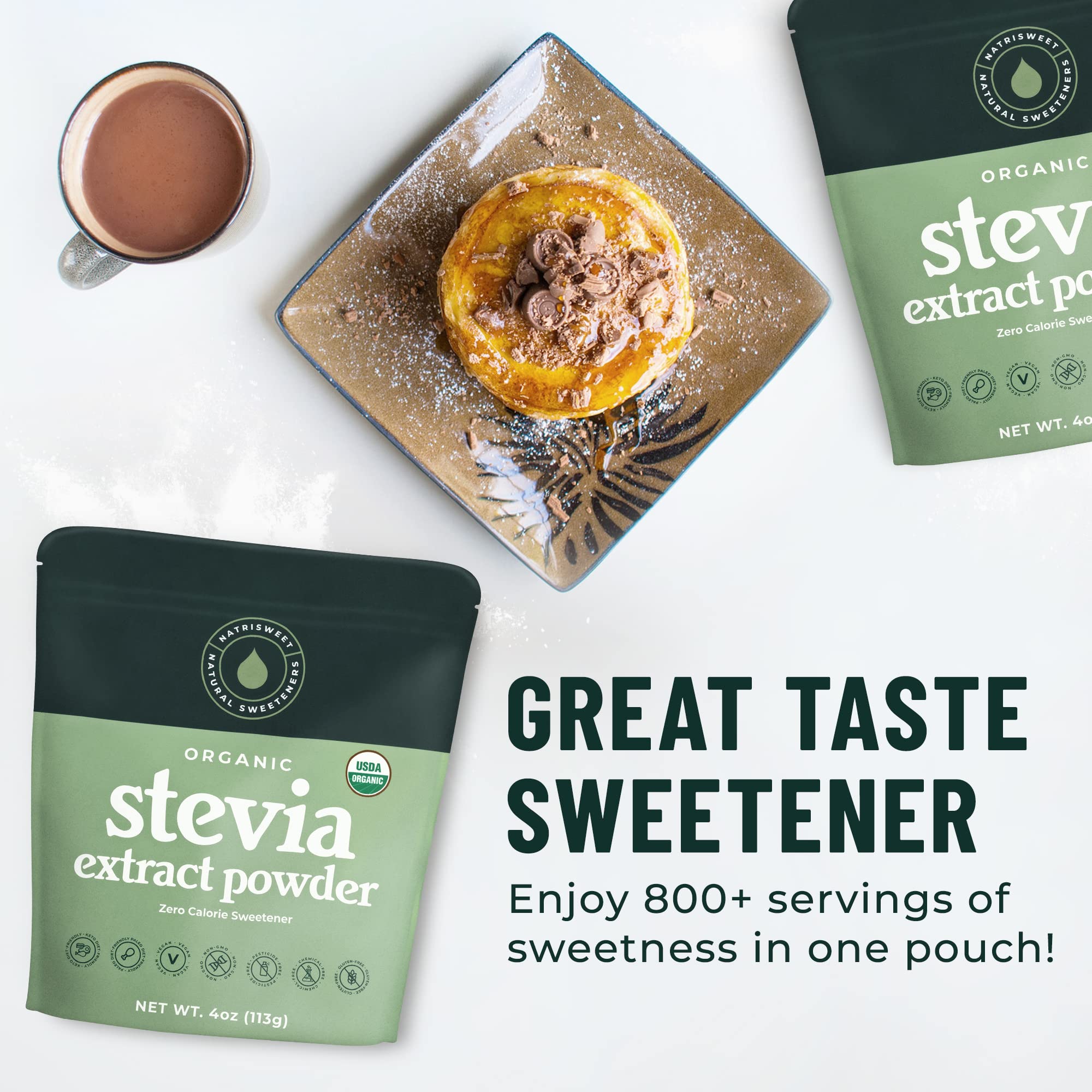 Organic 100% Pure Stevia Powder – 4 oz Jar, 800+ Servings | NatriSweet