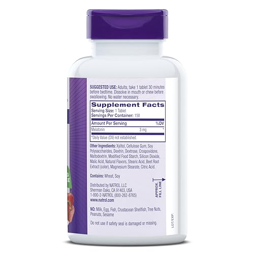 Natrol Melatonin 3mg Strawberry Fast-Dissolve Tablets – 150 Count, Sleep Support