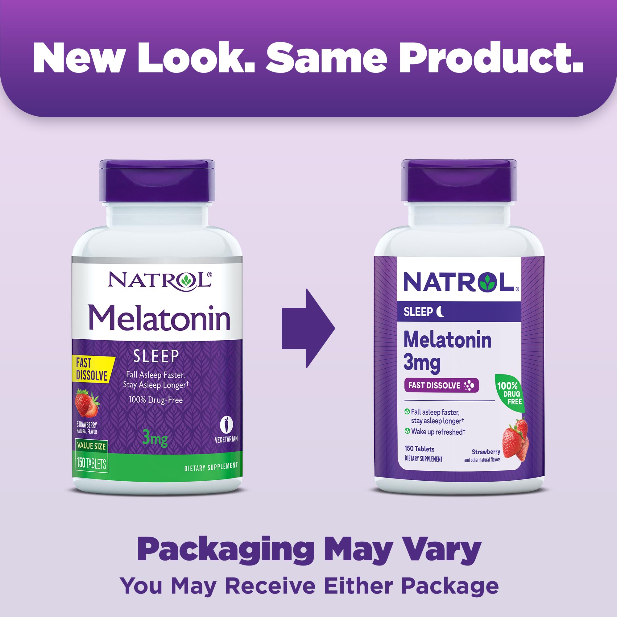 Natrol Melatonin 3mg Strawberry Fast-Dissolve Tablets – 150 Count, Sleep Support