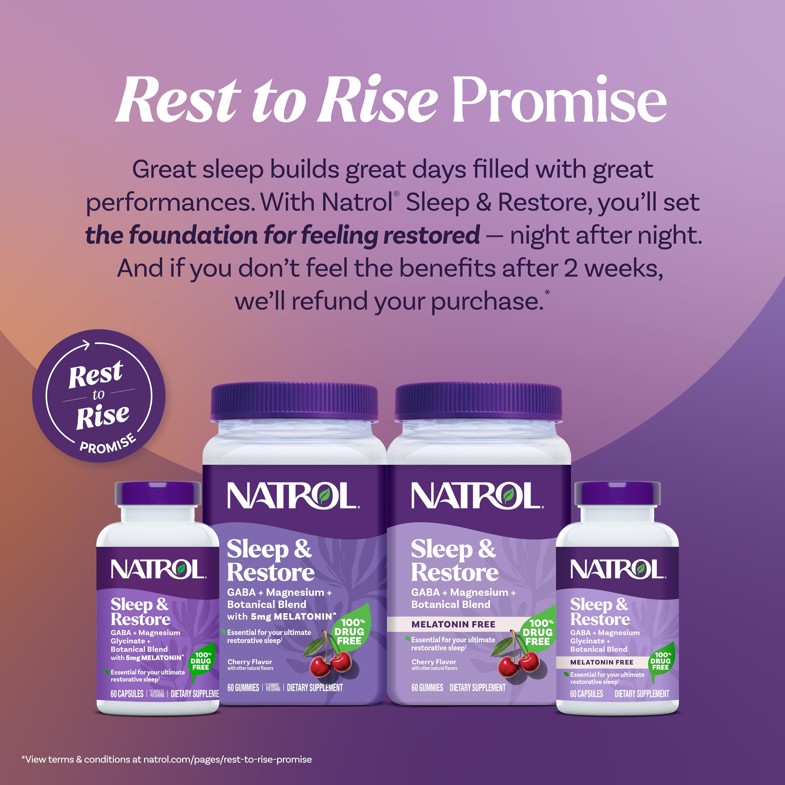Natrol Sleep & Restore Calming Drink Mix with Magnesium Glycinate – Cherry, 10 Stick Packs