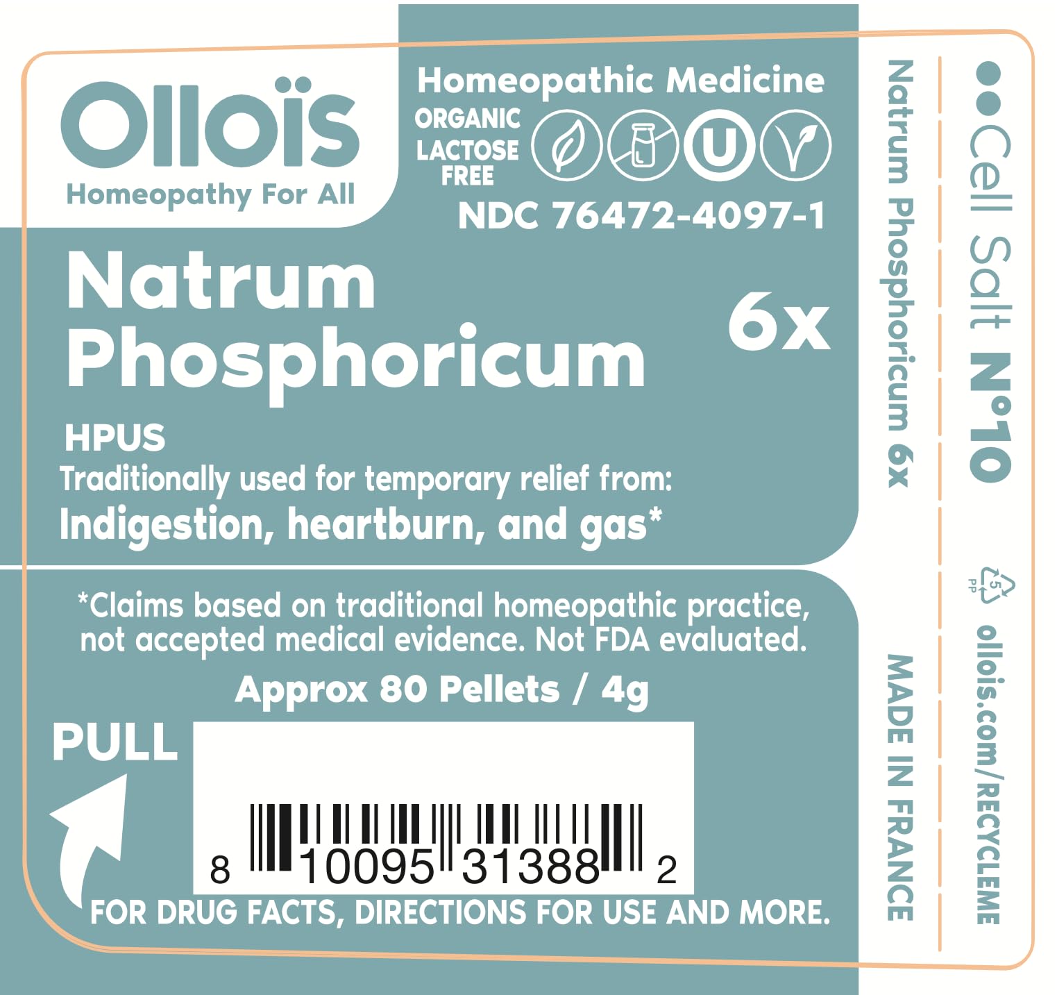 Natrum Phosphoricum 6X OLLOIS Organic &amp; Vegan Cell Salt #10 Pack of 3