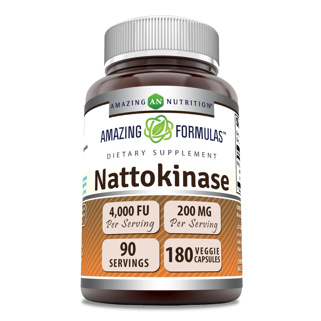Amazing Formulas Nattokinase 100 mg Veggie Capsules – 2000 FU, Non-GMO, Gluten Free, Made in USA