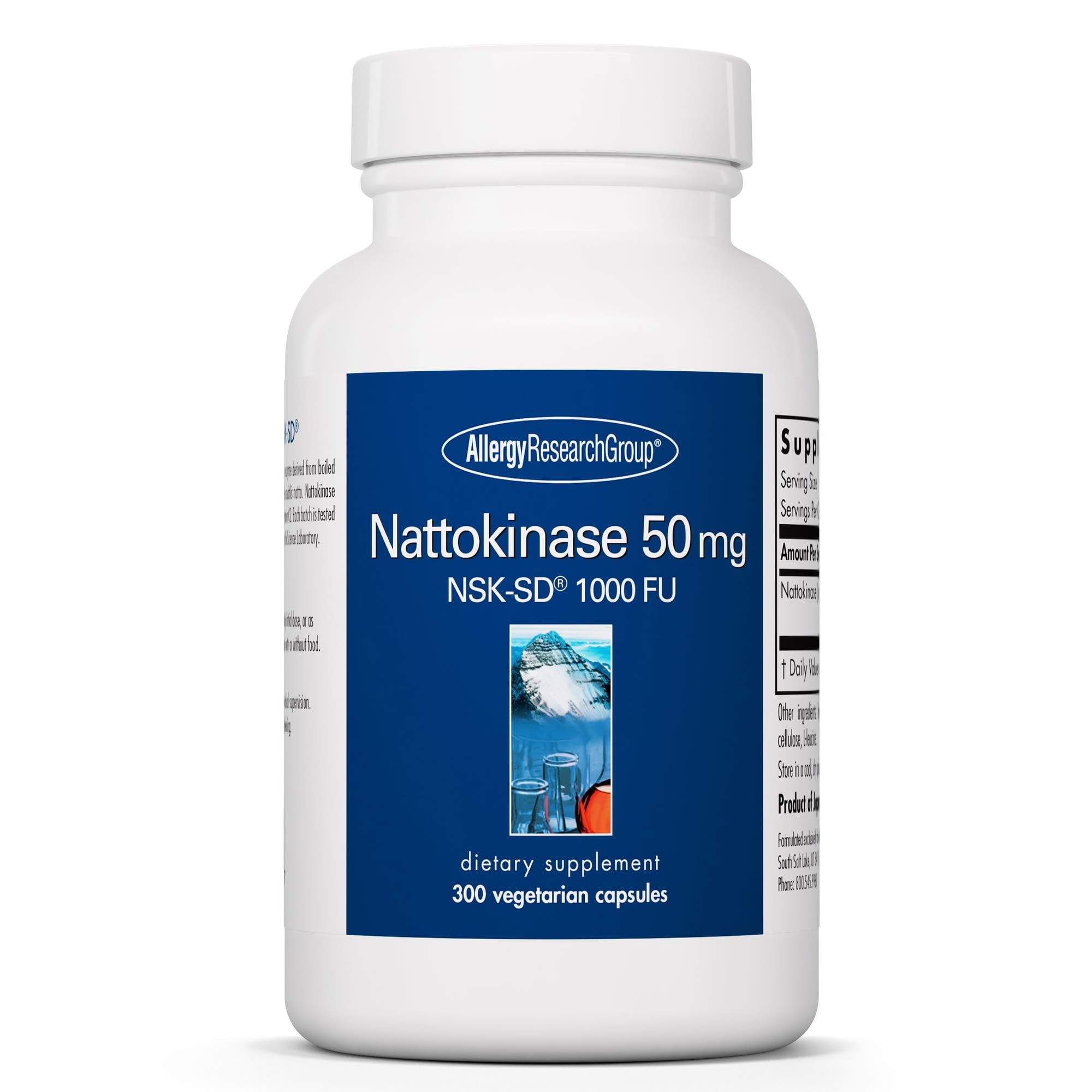 Allergy Research Group Nattokinase 50mg NSK-SD 1000 FU | Cardiovascular Support | 300 Count