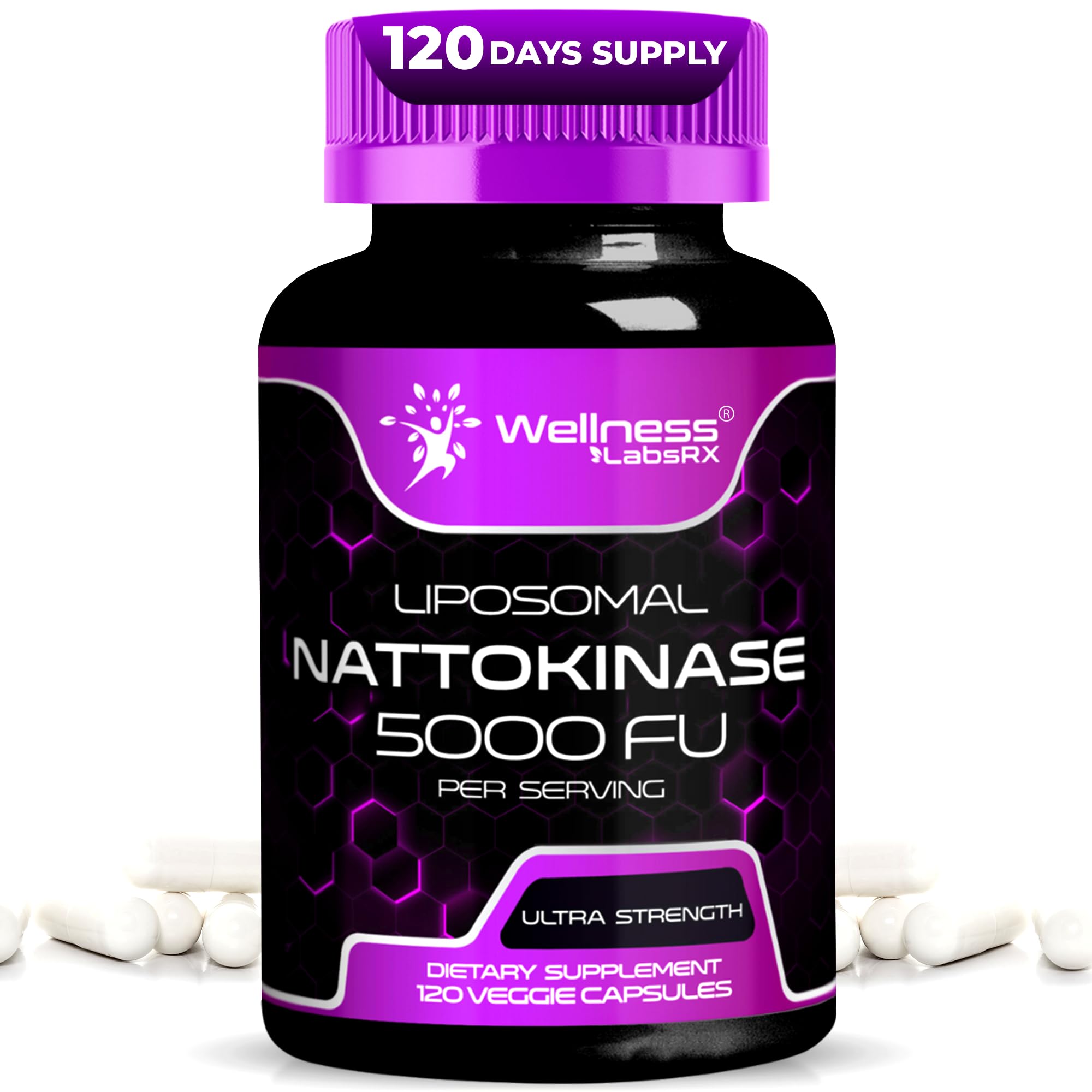 Nattokinase Supplement Capsules 5000 FU – Third-Party Tested Natto Enzymes | Daily Wellness – 120 Count