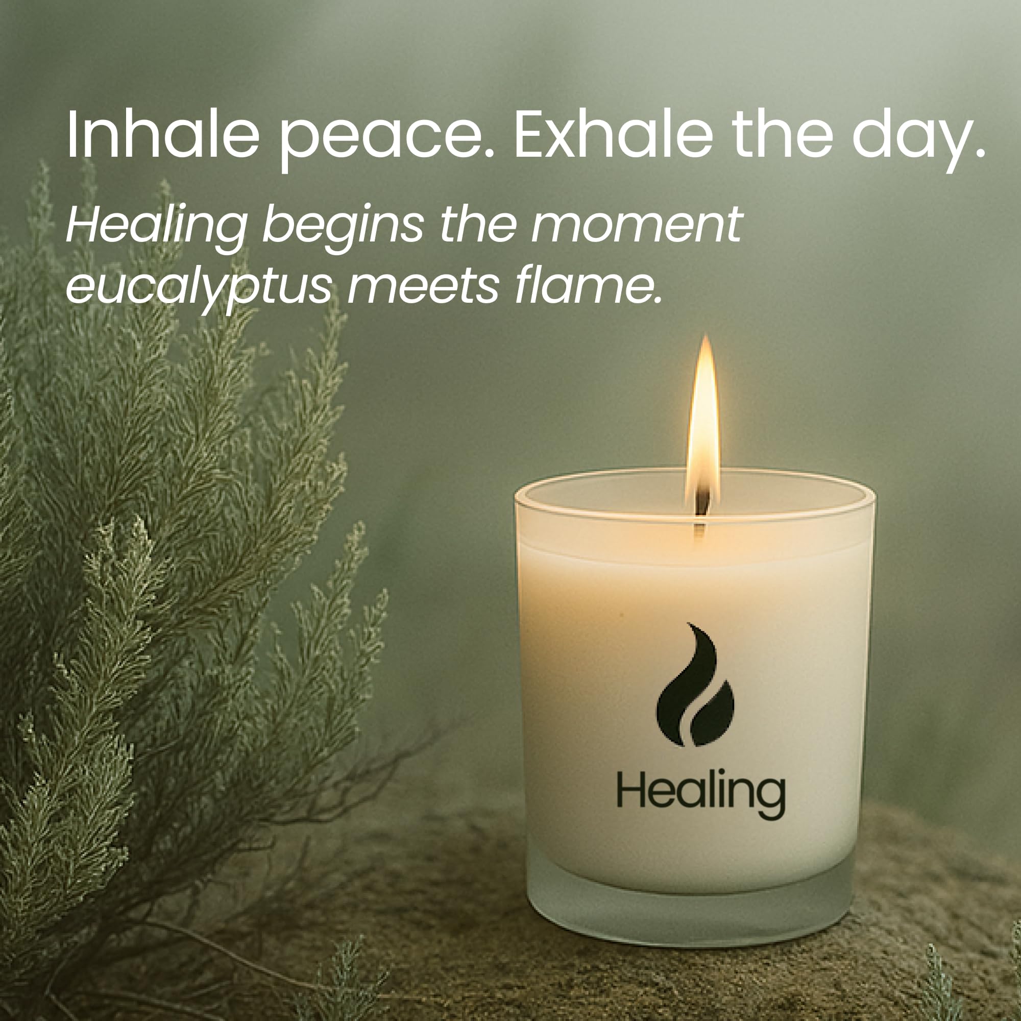 Natur IX Cleansing Scented Candles for Home | Sage & Palo Santo | Natural Non Toxic Soy Candles with Essential Oils | 50 H Long Burning | (Healing | Eucalyptus & Sage)