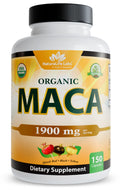 NaturaLife Labs Organic Maca Root – Black, Red & Yellow | 1900 mg per Serving | 150 Capsules | Vegan