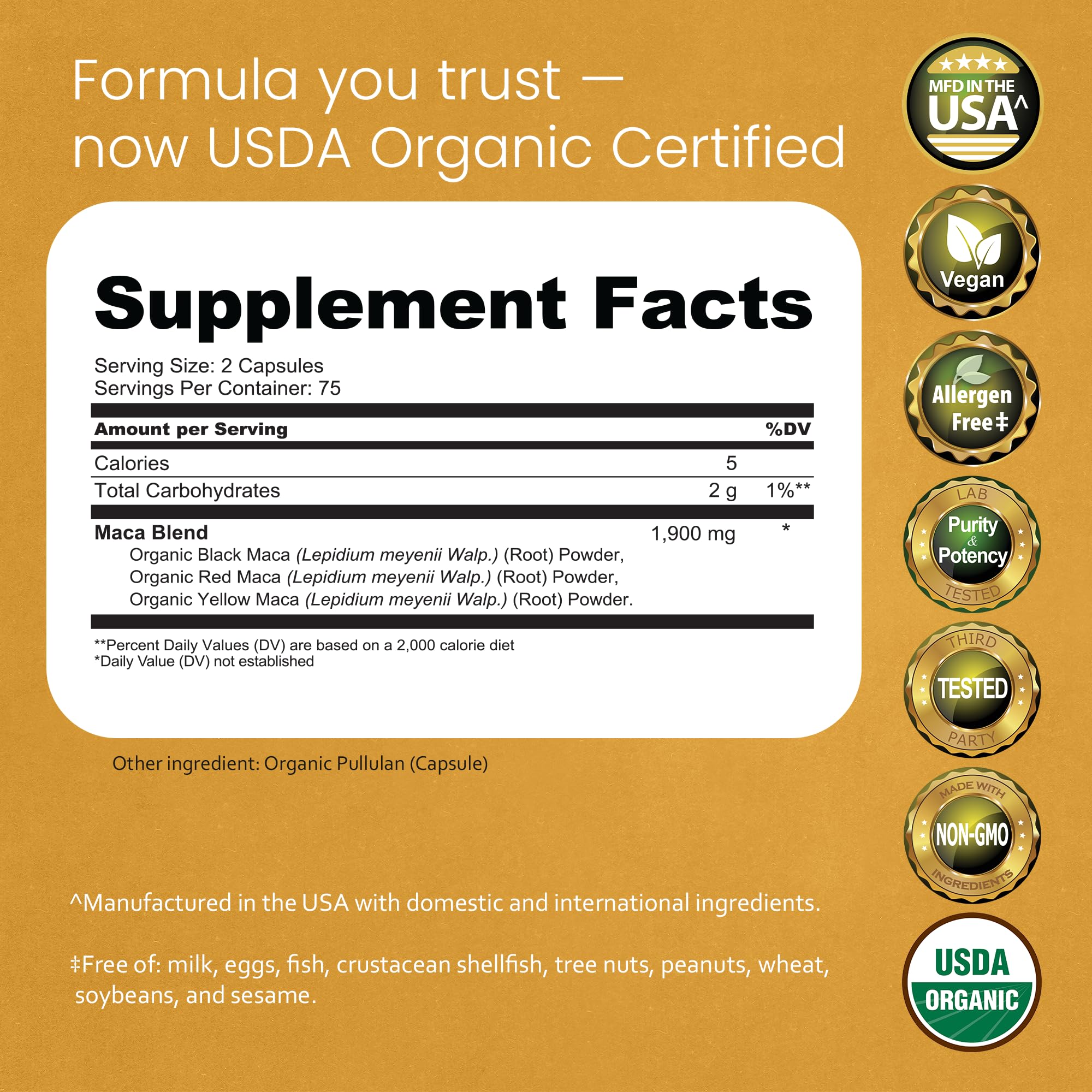 NaturaLife Labs Organic Maca Root – Black, Red & Yellow | 1900 mg per Serving | 150 Capsules | Vegan